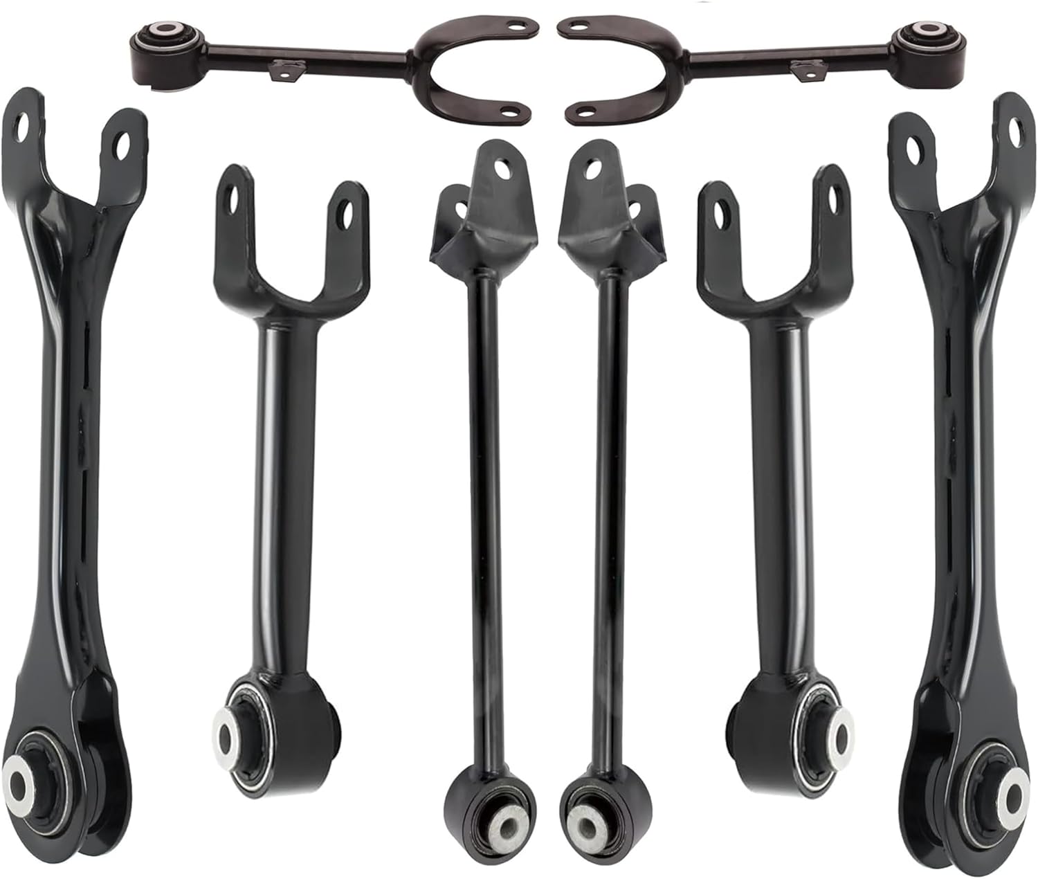 Rear Upper and Lower Control Arm Kit Toe Link & Fore Link 8 Pcs Compatible With 2017-2023 Tesla Model 3 Model Y Rear Control Arm Kit, 1044423-00-G, 1044427-00-C, 1044431-00-G, 1044444-00-A