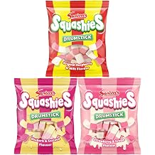 Squashie Drumstick Soft Candy Chews 3 Pack BUNDLE | Vareity of 3 Flavours | Imported from UK Strawberry + Rhubarb + Original