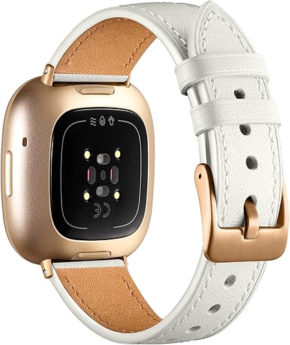 Vista 42 de Maledan Compatible con Fitbit Sense/Fitbit Versa 3 bandas para mujeres y hombres, correa de repuesto de cuero genuino de grano superior suave