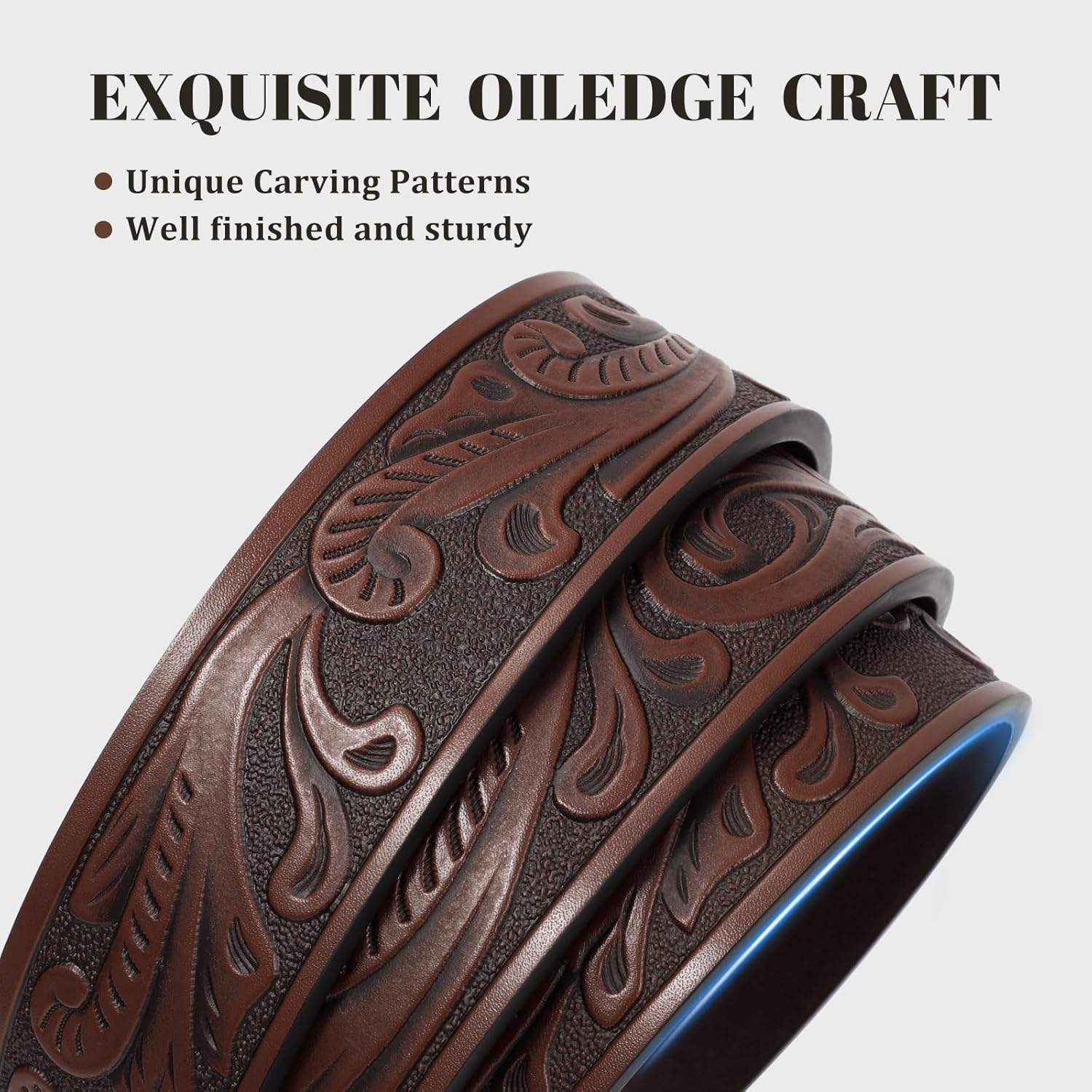 BELTROAD Cowboy Belts for Men Women Western Leather Buckle Belt Cowboy Cowgirl Embossed Belt for Jeans Christmas Men's Belt - Image 3