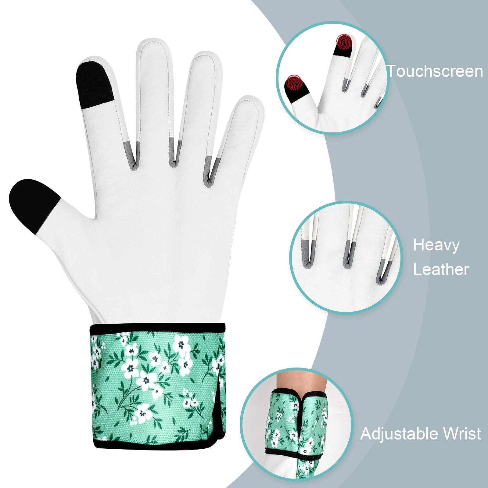 Gartenhandschuhe aus Leder für Damen, Dornenfeste Gartenhandschuhe, Touchscreen-Design, Arbeitshandschuhe zum Pflanzen, Graben, Beschneiden, Farbe E