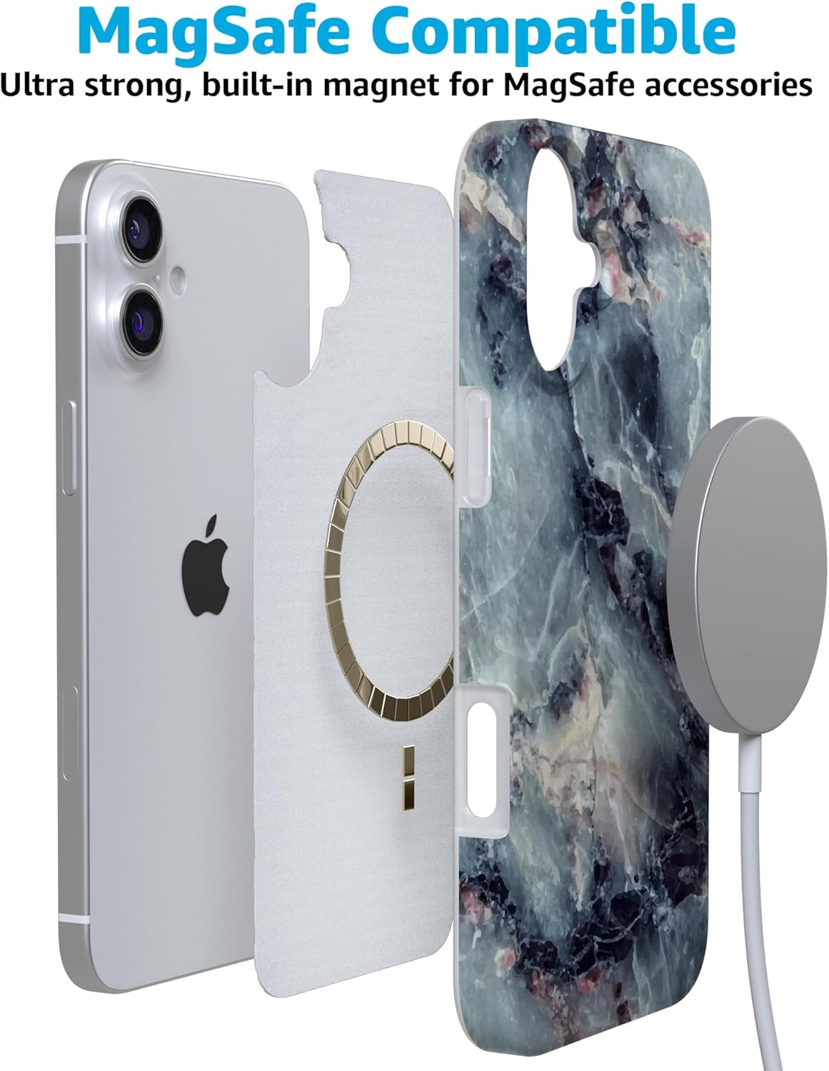 Casely iPhone 16 Case | Deep Sea | Blue Marble | Compatible with MagSafe | Classic Ultra Slim Design