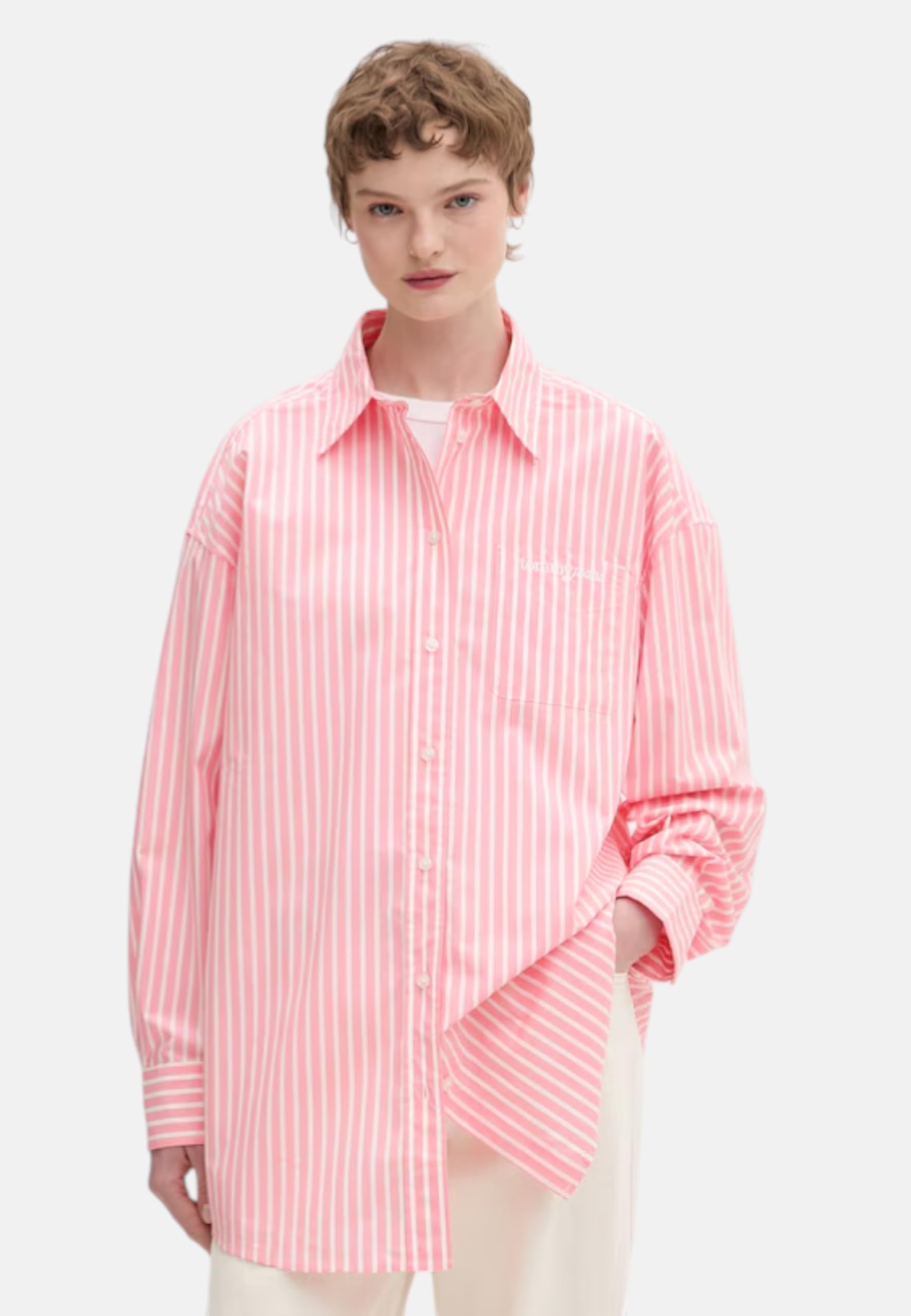 Tommy Jeans Tjw Ovs Poplin Shirt Dw0dw22218 Camicette L/S Donna (Pacco da 1)