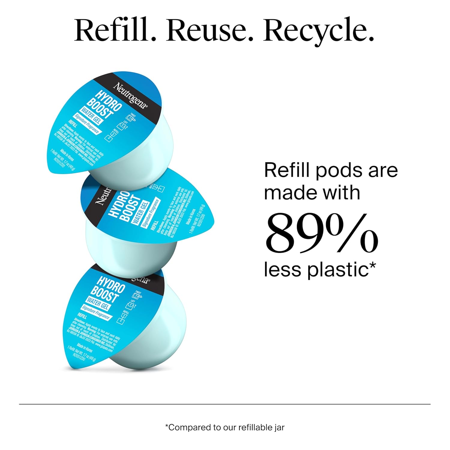 Neutrogena Hydro Boost Water Gel Face Moisturizer Refill Pod, Refill Pack of Hyaluronic Acid Moisturizer for a Refreshing Burst of Hydration & Dewy Skin, Signature Fragrance, 1.7 oz - Image 4