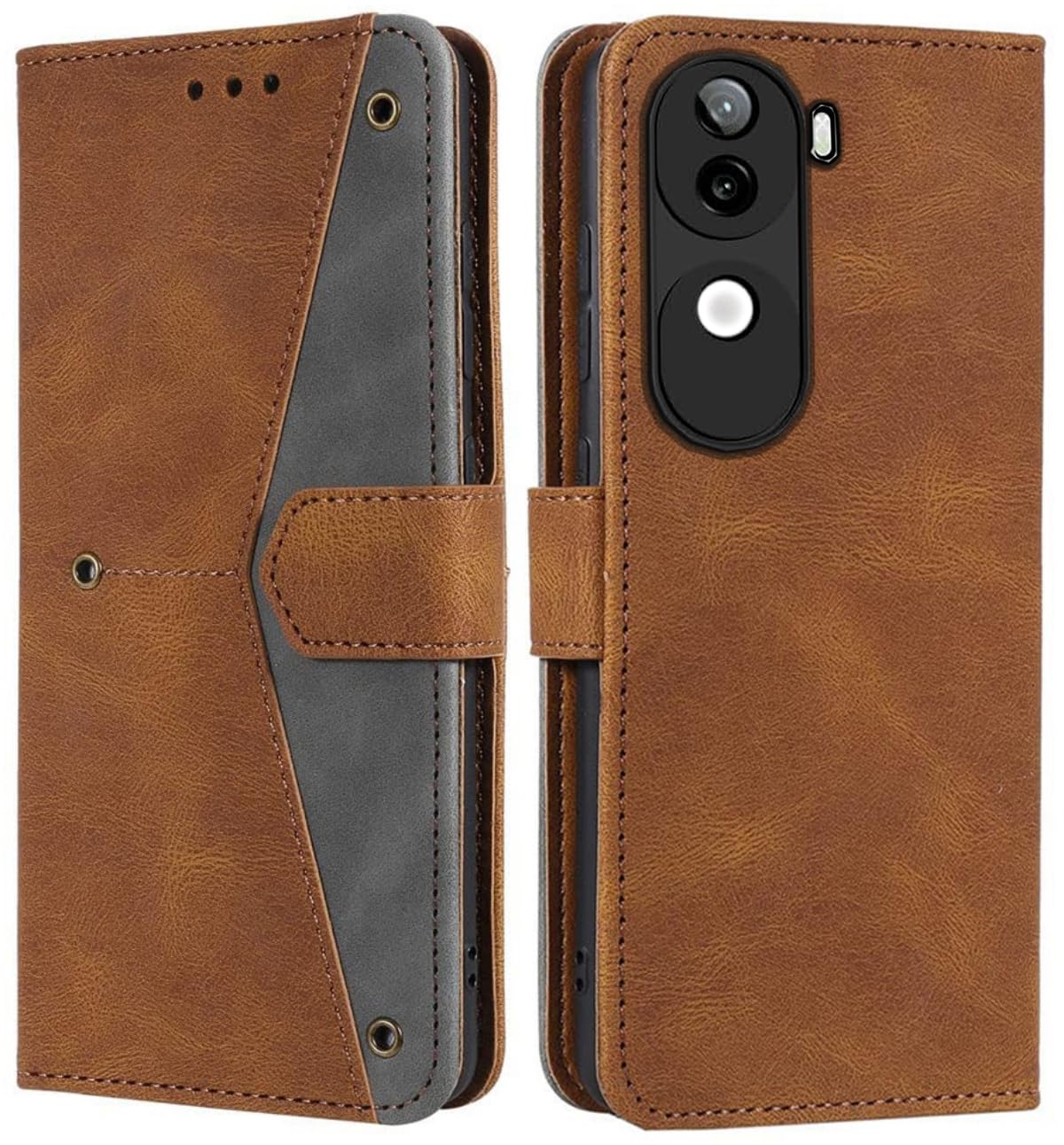 GoldKart Flip Back Cover Case for iQOO Z9s 5G | Dual-Color Leather Finish | Inbuilt Stand & Pockets | Flip Cover for iQOO Z9s 5G (Faux Leather, Brown) (B0DGDBJJFV) Amazon Price History, Amazon Price Tracker