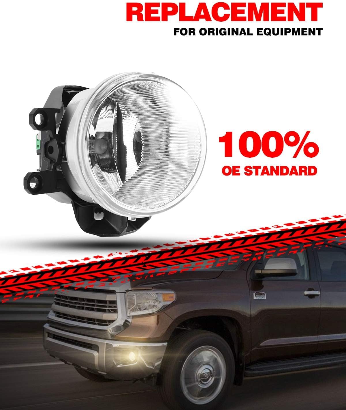Torchbeam Fog Lights Assembly Replacement for Tundra 2014-2019, Tacoma 2016-2023, Highlander 2014-2019, Corolla 2014-2016, RX350/RX450h 2014-2015, Fog Light with H16 12V 19W Halogen Bulbs Clear Lens