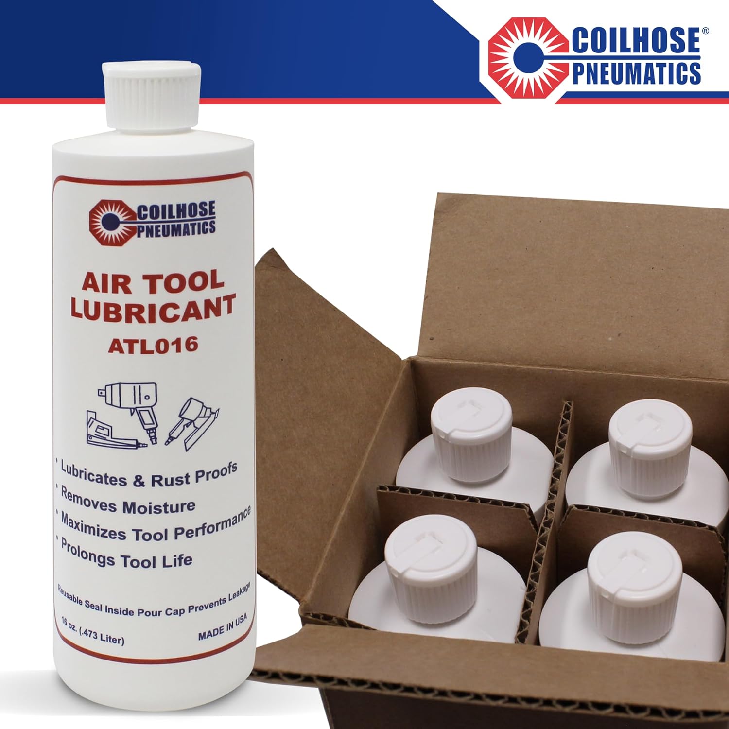 Coilhose Pneumatics Air Tool Lubricant, 16-Ounce Bottle (ATL016 Lubricant 4 Pack)