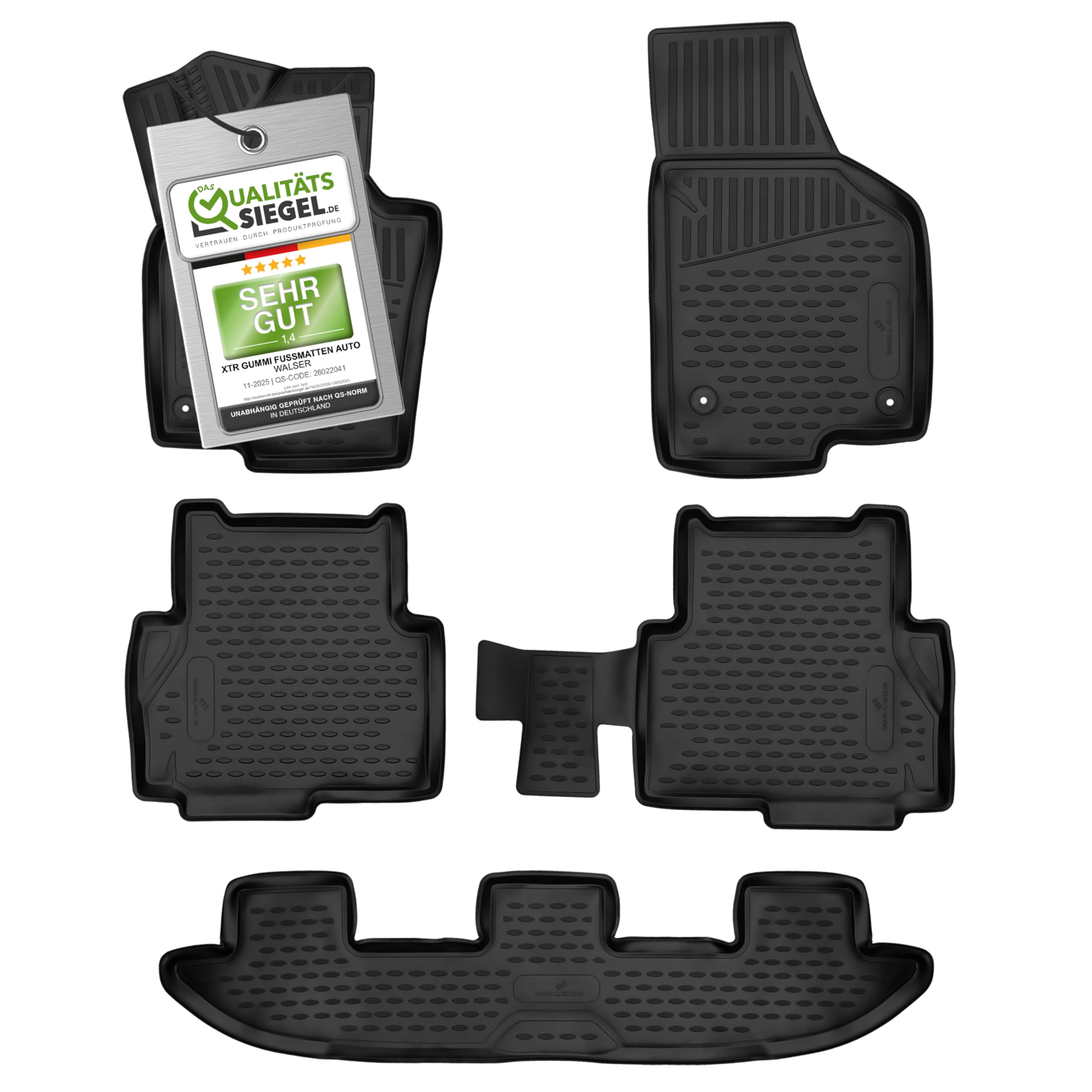 WALSER Tappetini in gomma per auto XTR su misura compatibile con VW Sharan/Seat Alhambra (710, 711) 2010-2022