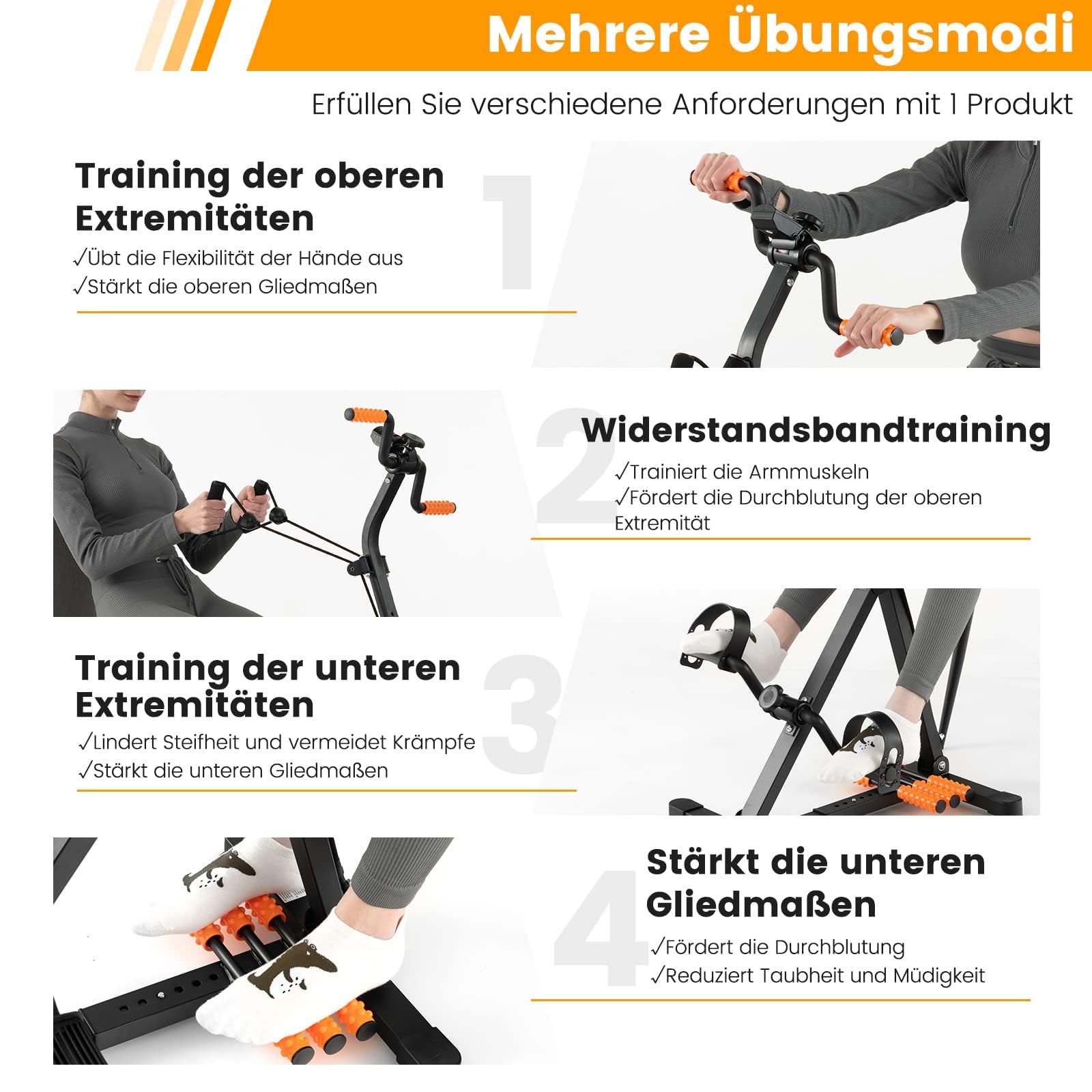COSTWAY Pedaltrainer für Senioren, Arm und Beintrainer mit LCD Display, Bewegungstrainer höhen- & längenverstellbar, Heimtrainer für Zuhause