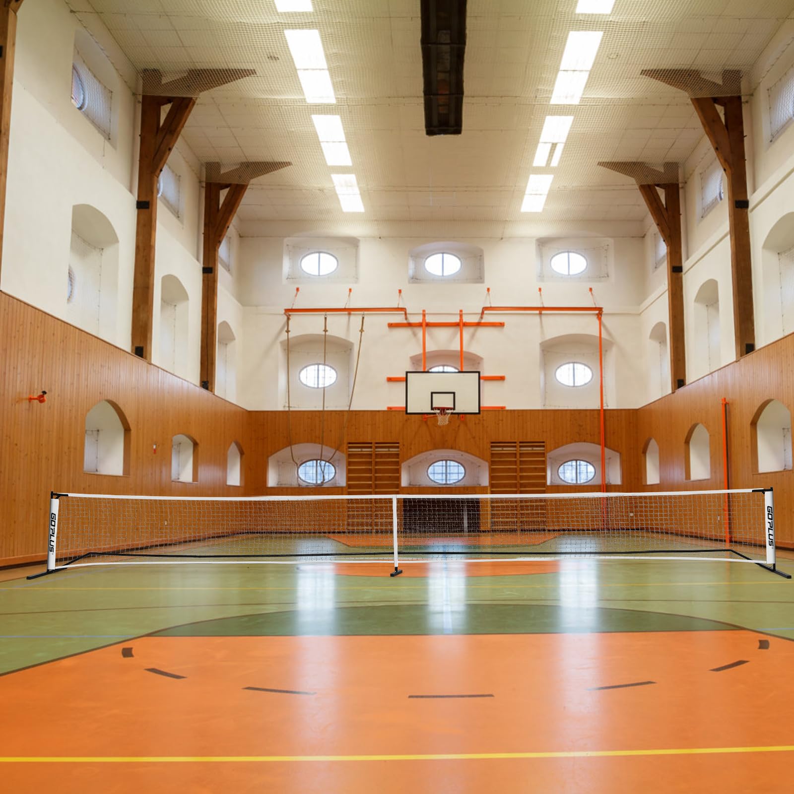 GYMAX Filet de Pickleball Portable 670X92CM en Polyester Durable, avec Base Stable & Sac de Transport en Oxford, Réglage Rapide, Idéal pour Intérieur/Extérieur/Gym/Cour