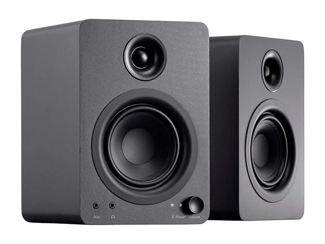 Monoprice 60-Watt Multimedia Desktop Powered Speakers - Class AB, Bluetooth 5.0, 4 Inch Woofer, 0.75 Inch Tweeter, For Home, Office, Gaming, or Entertainment Setup