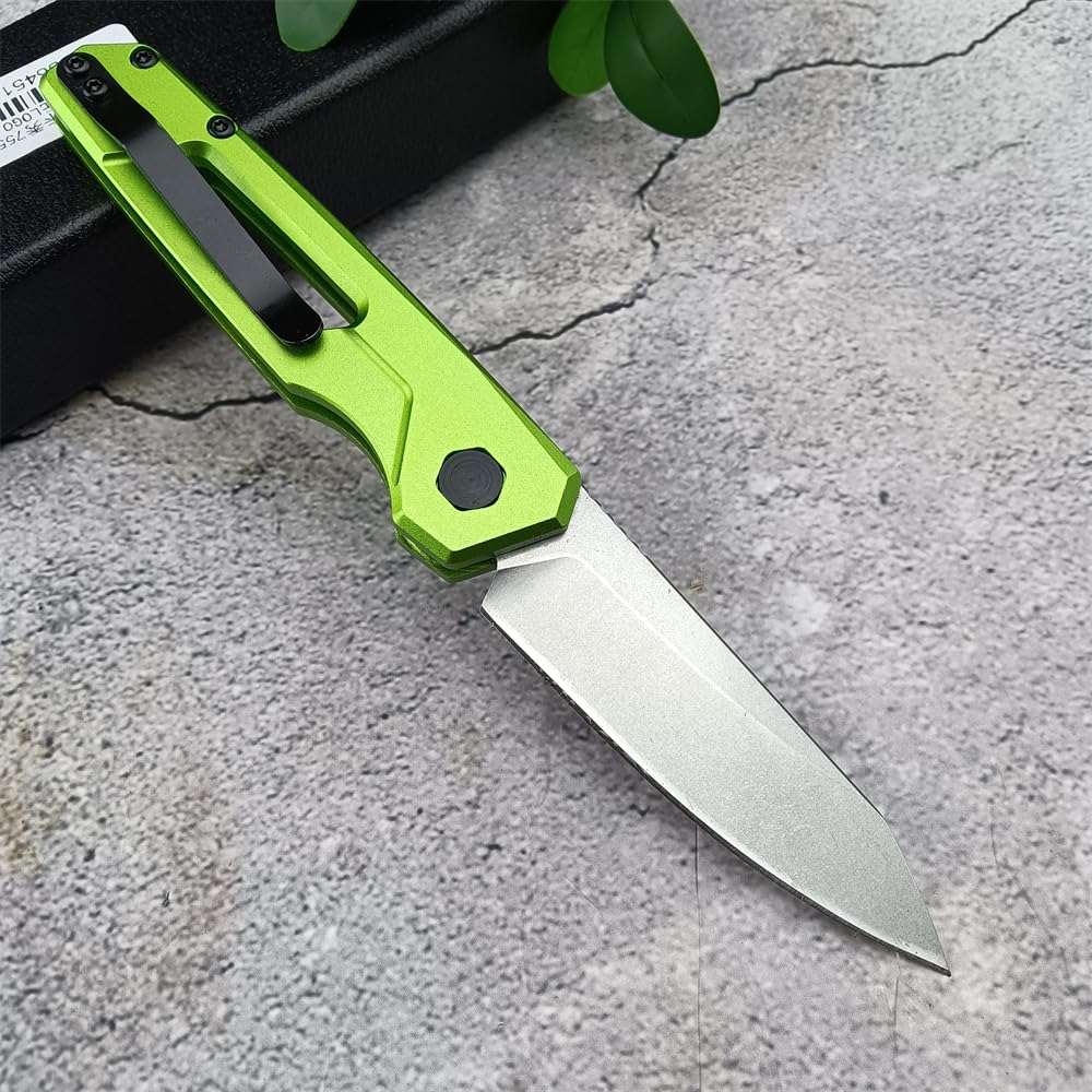 Generic 6.7in EDC Pocket Folding Knife, Assisted Button lock knife Knife for Men, 8Cr13Mov Blade, Aviation Aluminum Green Handle with Belt Clip, Portable for Camping Survival