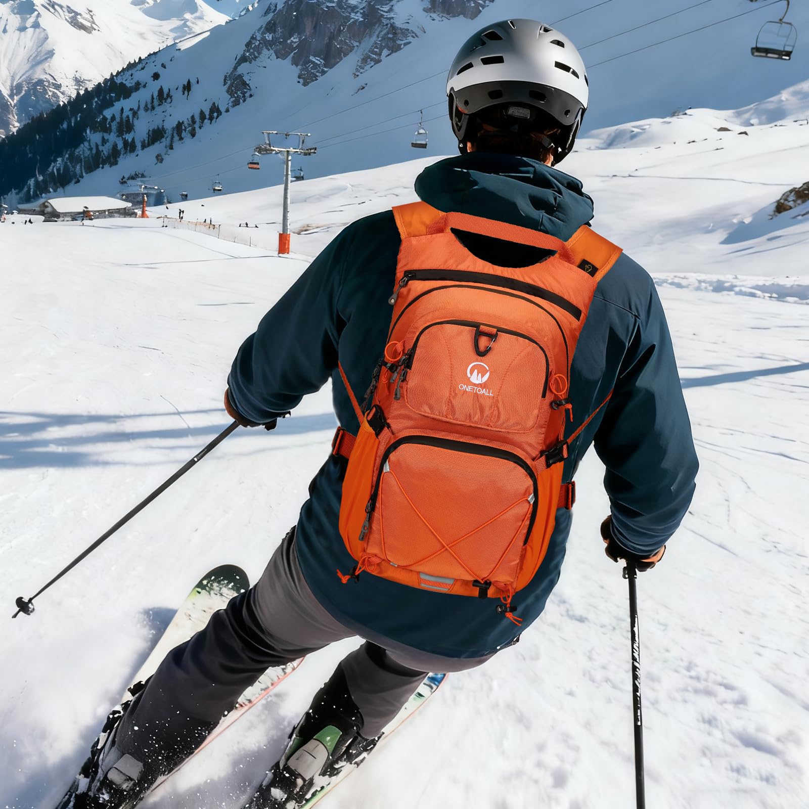 Sac à dos d'hydratation de 22 L, sac à dos de randonnée avec poche étanche de 2 L, housse de pluie cousue, compartiment isotherme pour homme et femme, course à pied, cyclisme, camping