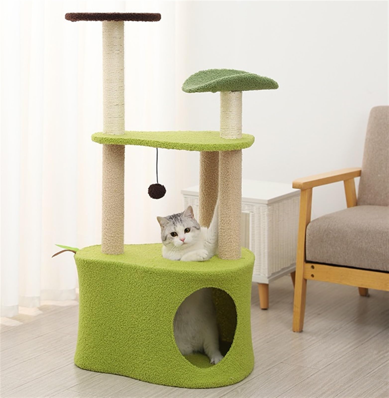Albero Tiragraffi per Gatti Piattaforma di Riposo Tiragraffi per Gatti in Sisal con Avocado E per da Interno(54 * 107cm)