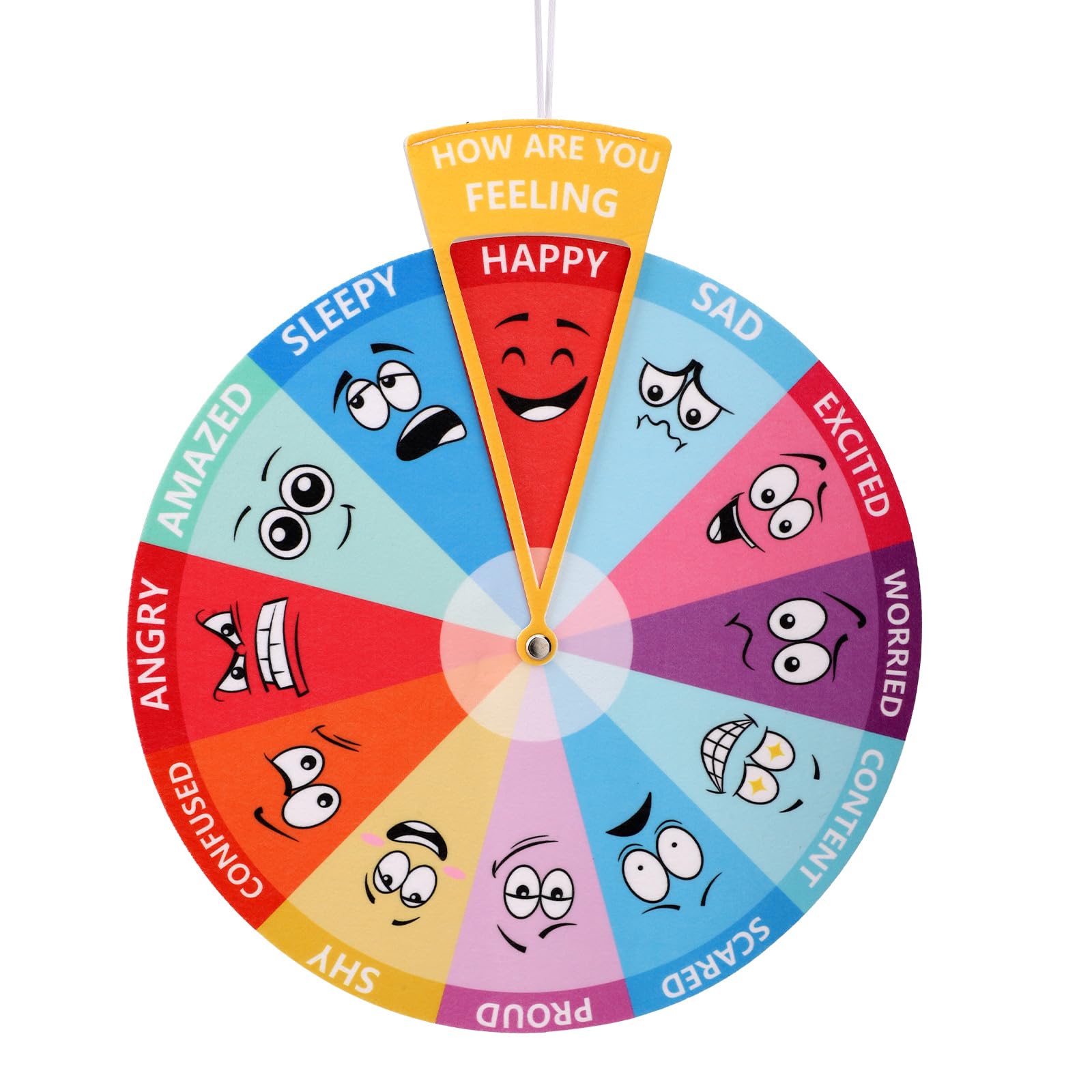 Ruota Sentimenti per Bambini, Ruota Emozioni Sentite con 12 Immagini di Espressione delle Emozioni con Corda Sospesa per Attività di Apprendimento Socio-Emotivo
