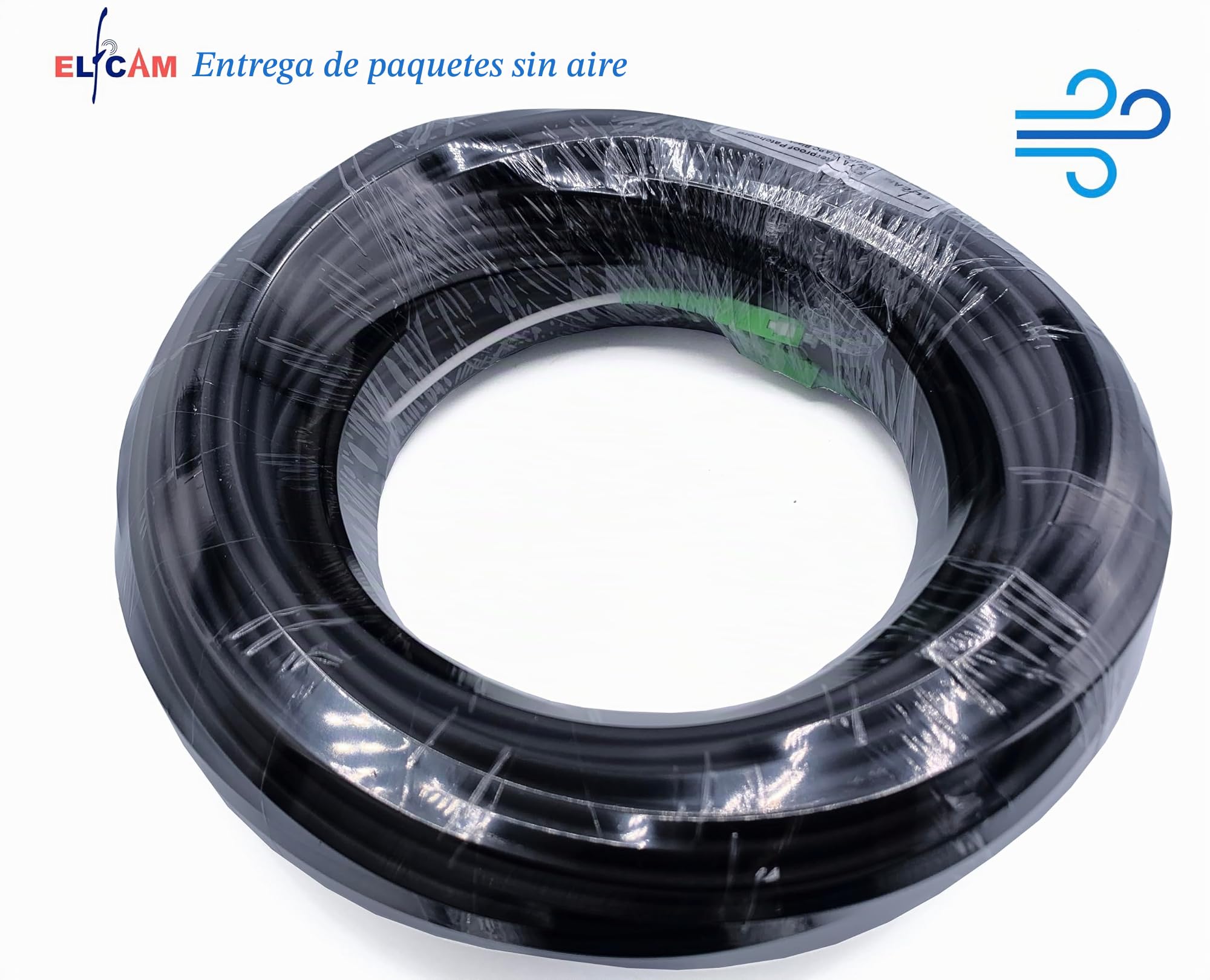 Elfcam - 100m Cable de Fibra Optica para Exteriores e Interiores, Monomodo Simplex SC/APC a SC/APC Compatible con Orange, Movistar, Vodafone y Jazztel, 100 Metros