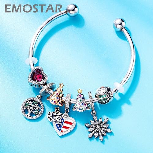 Miniatura 6 de Juego de dijes de Navidad 2021 para pulseras de Navidad Pandora, dijes de árbol festivo de oro rosa y brillantes dijes de cruz de fe, juego de joyas