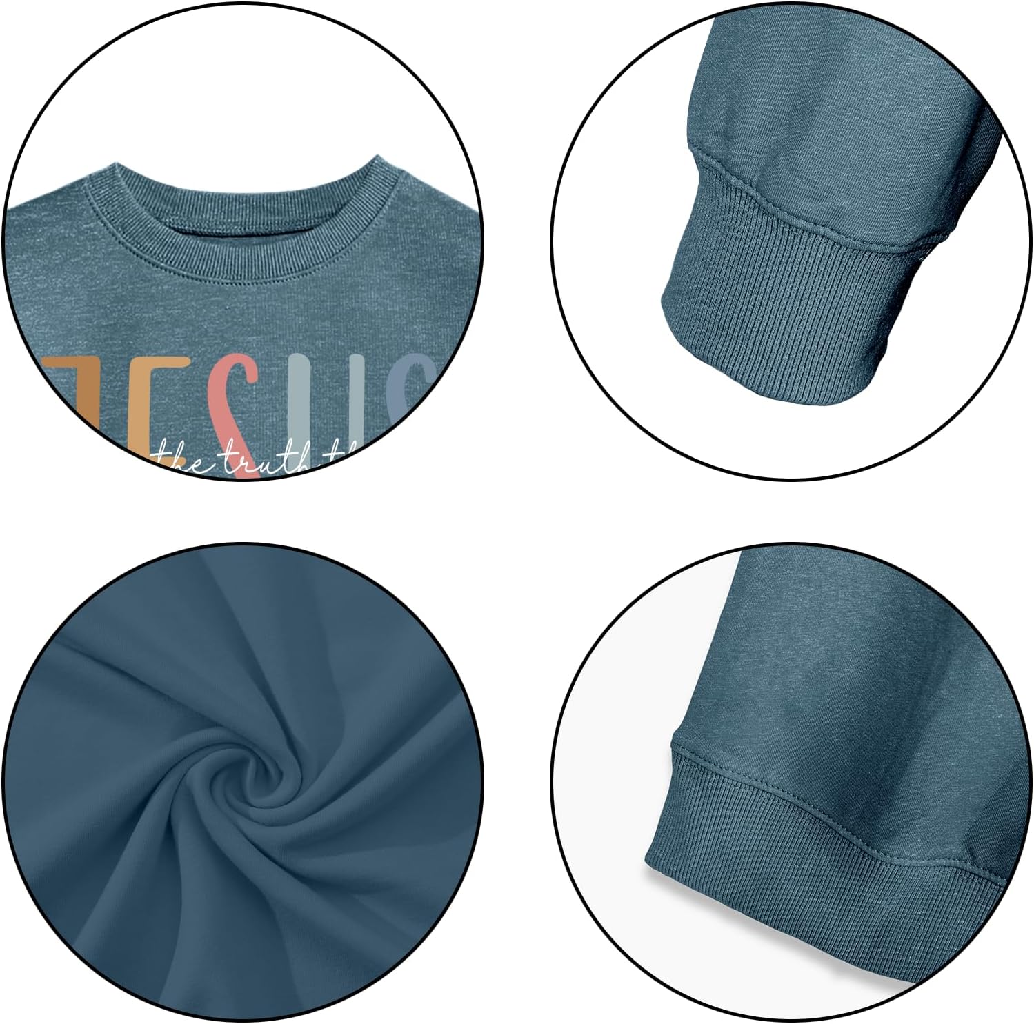 Christian Sweatshirts for Women Jesus the Way the Truth the Life Graphic Long Sleeve Shirts Faith Pullover Sweater - Image 5