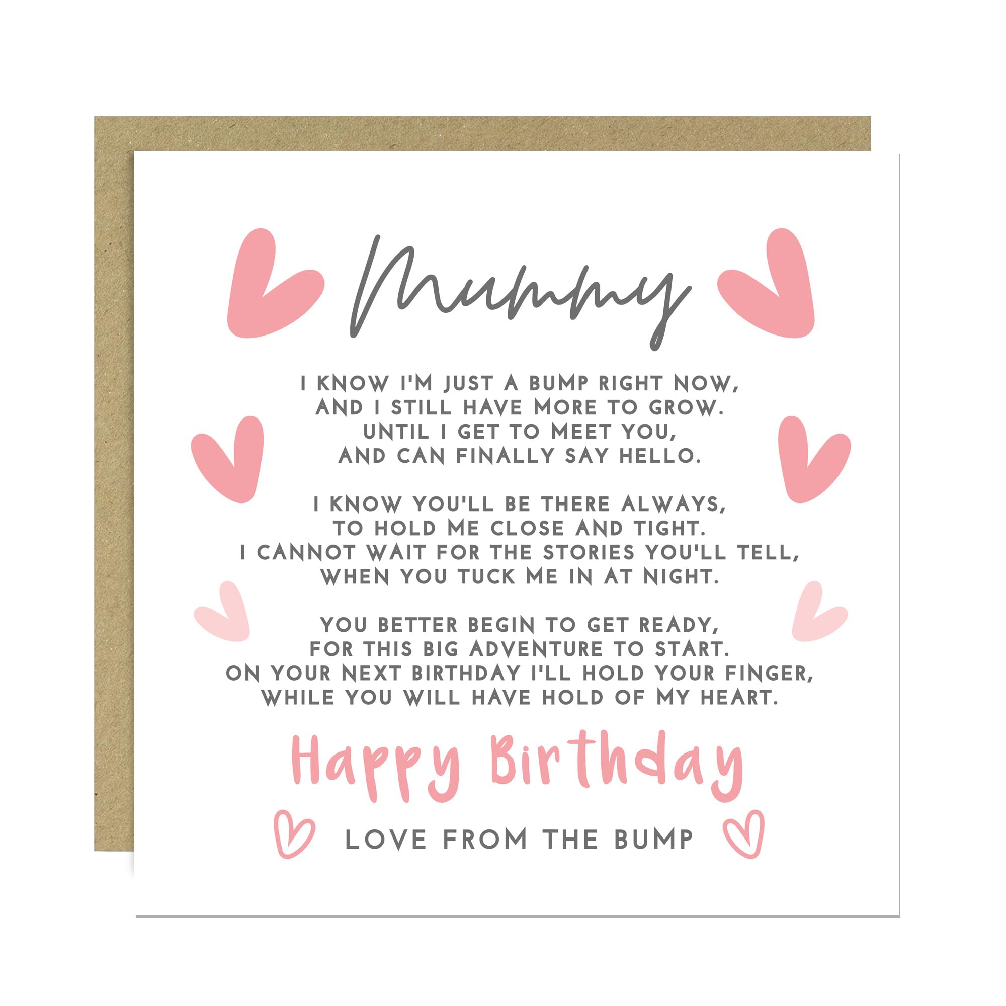 RED OCEAN Happy Birthday Card For Mummy From Bump Mummy To Be Card From Bump Birthday For To Be Greetings With Kraft Envelope