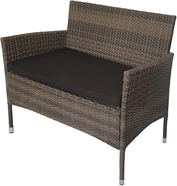 KMH 2Sitzer Polyrattan Gartenbank naturbraun der Serie HOLME Moderne