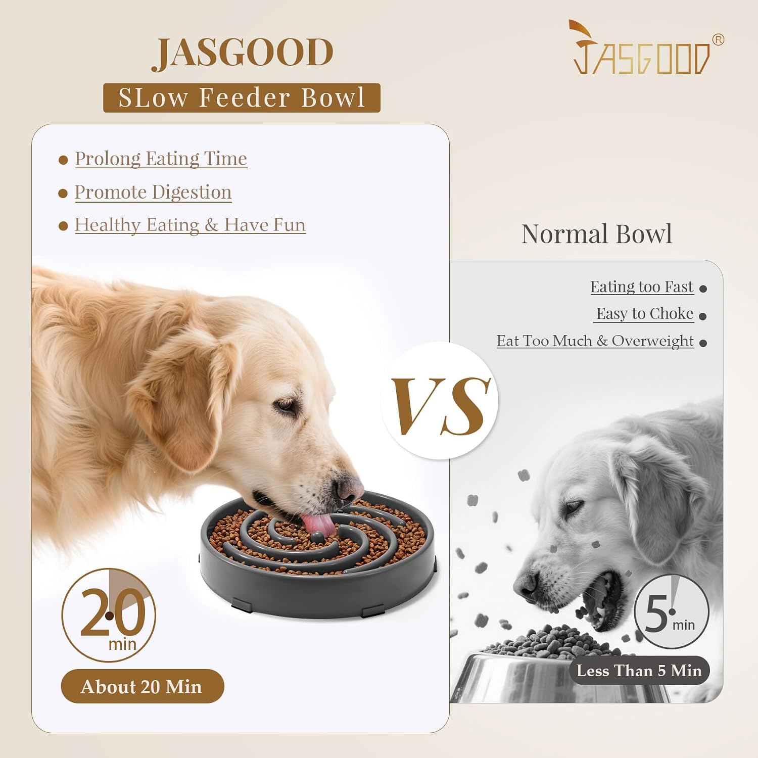 JASGOOD Slow Feeder Bowl for Large Dogs, Anti-Gulping, Prevents Bloat & Choking image 2