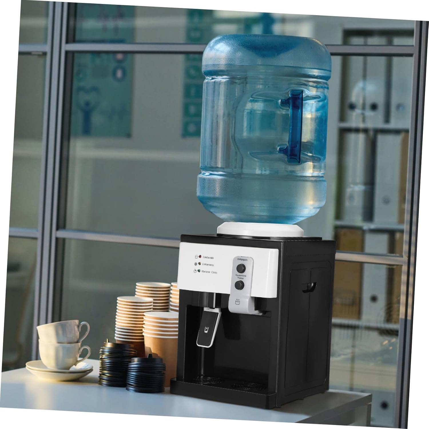 Homoyoyo Top Loading Water Cooler Dispenser for Home Office Compact Countertop Bottled Water Heater Easy to Use Detachable Design Compatibility for Various Bottle