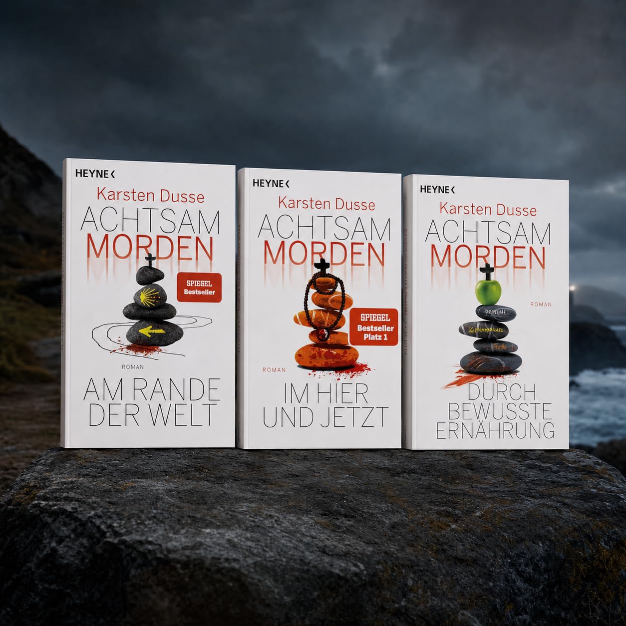 Karsten Dusse - Achtsam morden Reihe Band 1-5 plus Übungsbuch: durch bewusste Ernährung, Das Kind in mir, am Rande der Welt, im Hier und Jetzt - Krimi Bücher mit exklusivem Lesezeichen