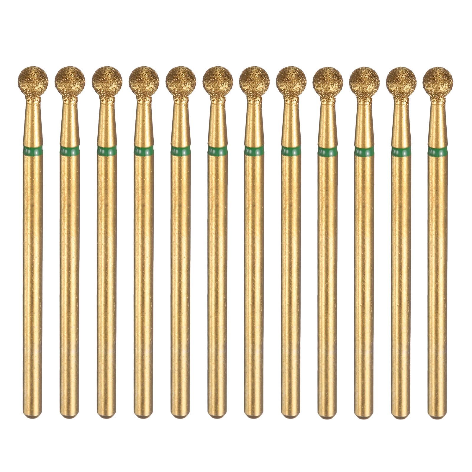 HARFINGTON 12pcs 100-120 Grits Diamond Grinding Bit 3.5mm Ball Head 2.35mm Shank 3.5mm Length Titanium Plated Stone Sanding Drill Bits Rotary Tool for