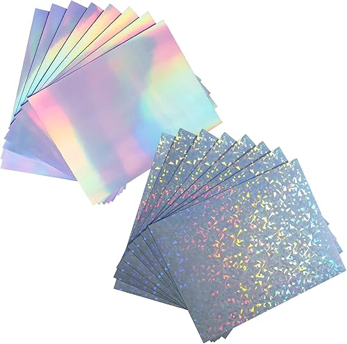 20 hojas de papel adhesivo holográfico imprimible estilo diamante + 50 hojas de papel adhesivo holográfico imprimible estilo arco iris