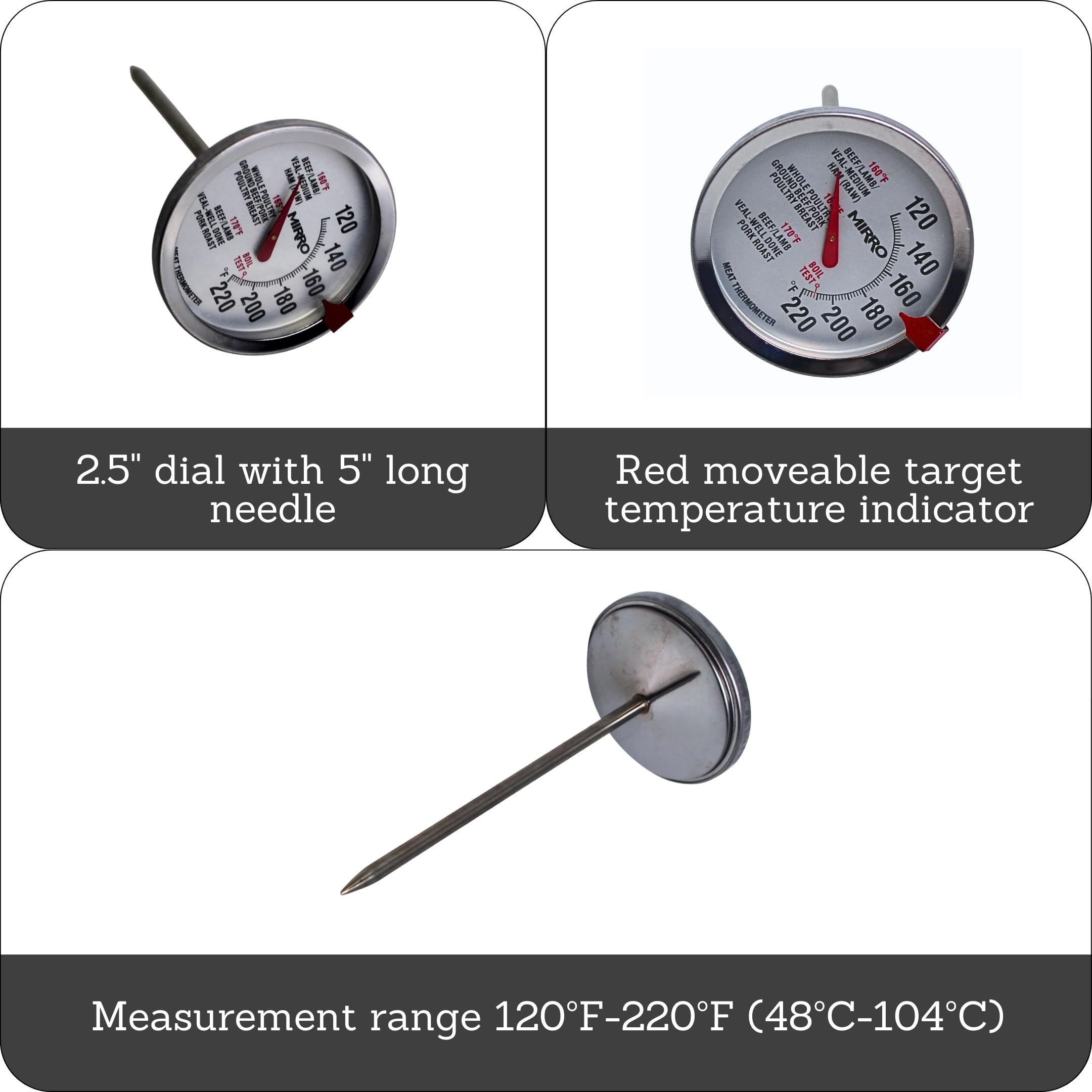 MIRRO 5in Stainless Steel Meat Thermometer
