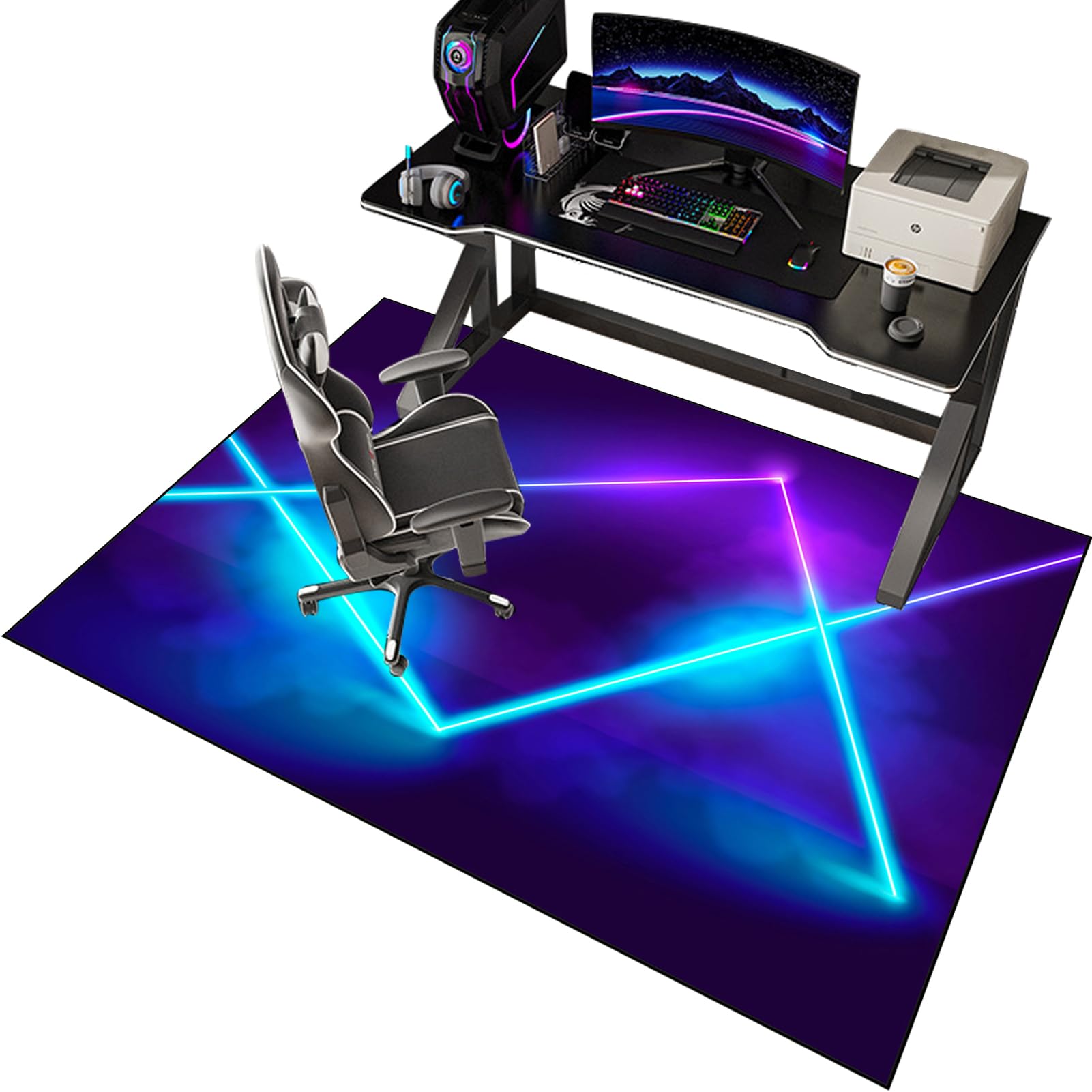 Office Gaming Chair Mat for Hard Floor, Floor Protector for Rolling Chair, 130 x 150 cm Office Gaming Rug Protector for Rolling Chair, Non-slip Floor Protection Mat for Gaming Room Home Office Décor — image 1