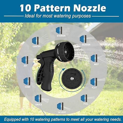 Miniatura 5 de Manguera de jardín de 100 pies, manguera de agua ligera y flexible no expandible, con boquilla rociadora de 10 patrones, súper tela, accesorios de