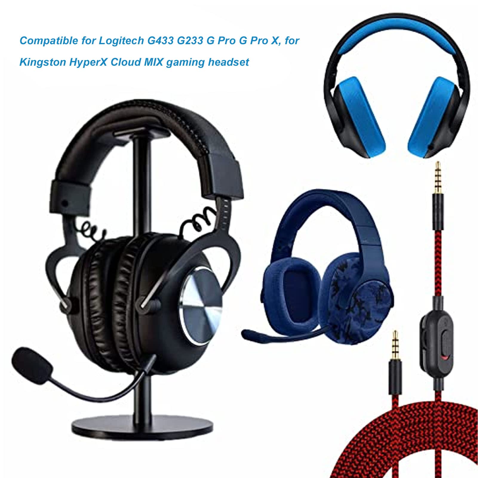 Cavo Prolunga Per Cuffie Da 2m Con Microfono E Controllo Volume – Compatibile Logitech G Pro X, G233, G433 E Altri, Jack 3.5mm Maschio-maschio
