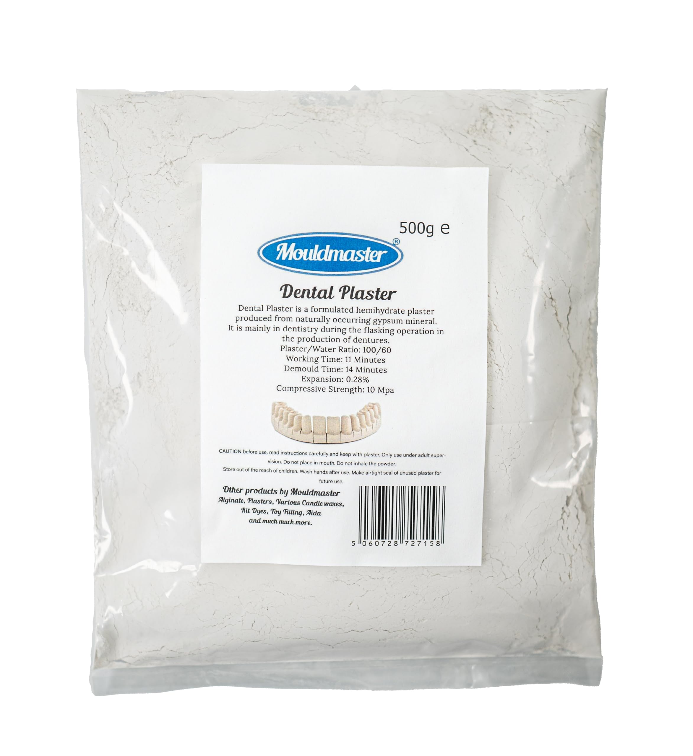 Dental Plaster 500g, White, 8 cm x 2 cm