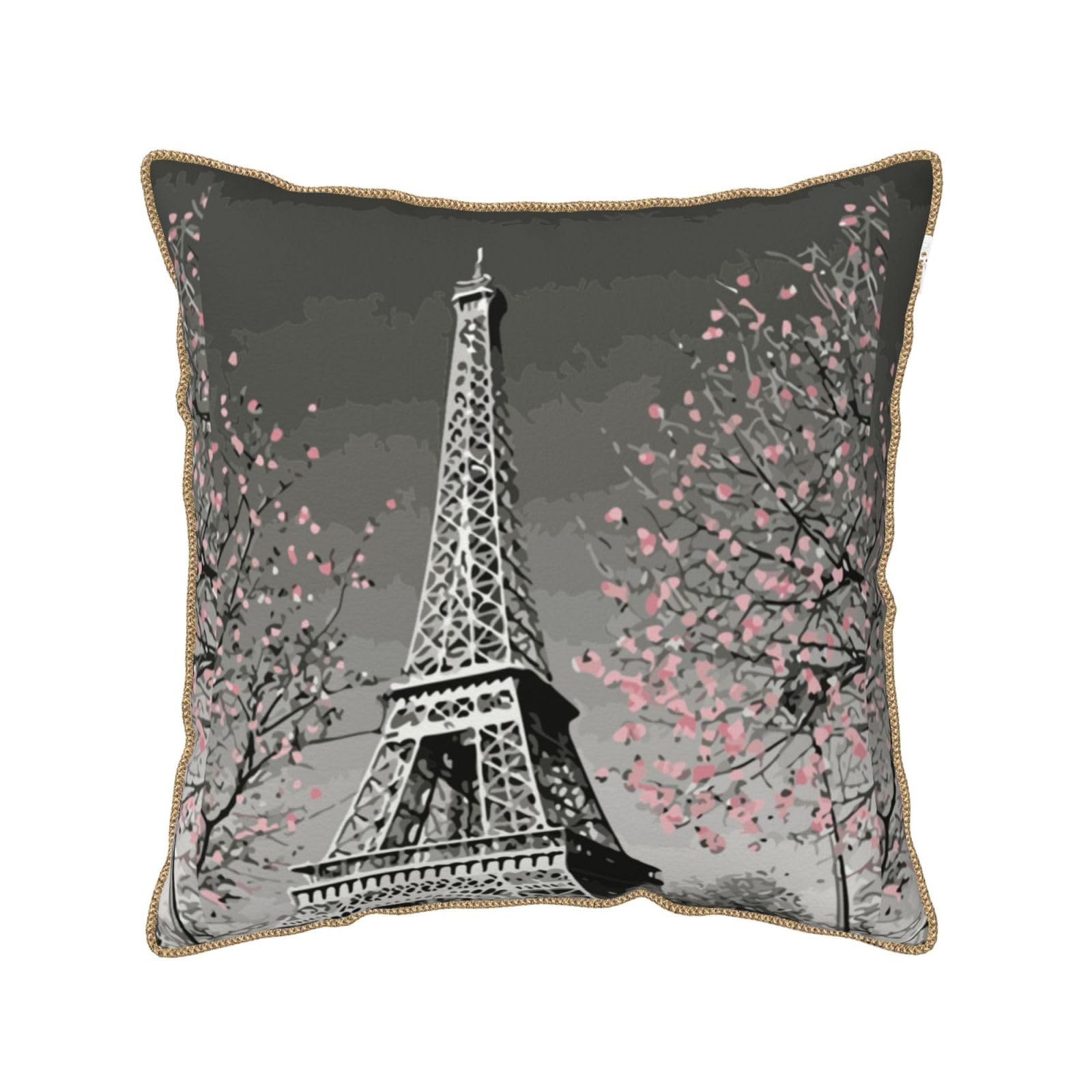 Housse de coussin Tour Eiffel en velours imprimé doux pour décoration de chambre