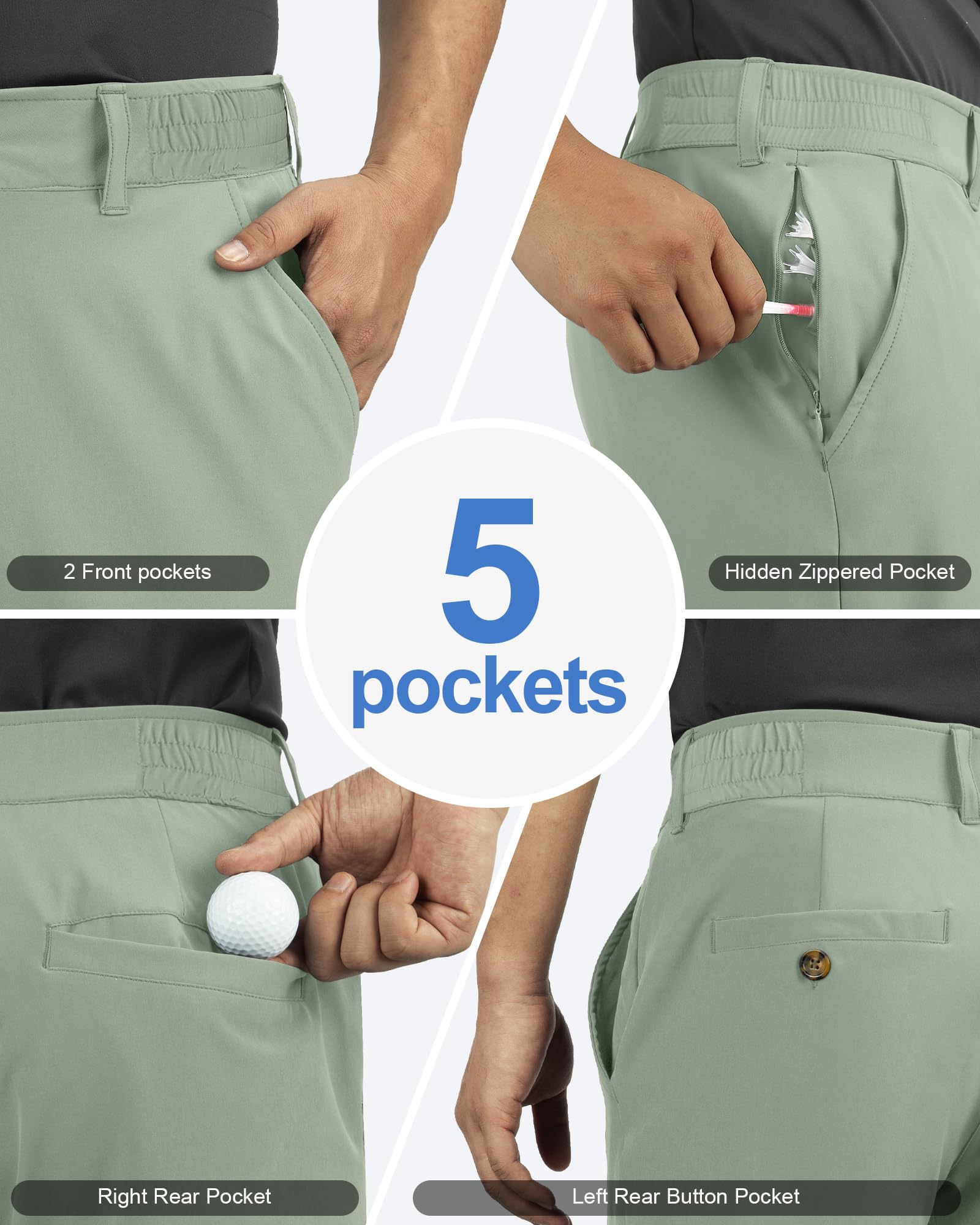 Outdoor Ventures Pantaloncini da golf da uomo, cavallo 28 cm, vestibilità classica, piatti sul davanti, elasticizzati, casual, con tasche, estivi, escursioni e viaggi