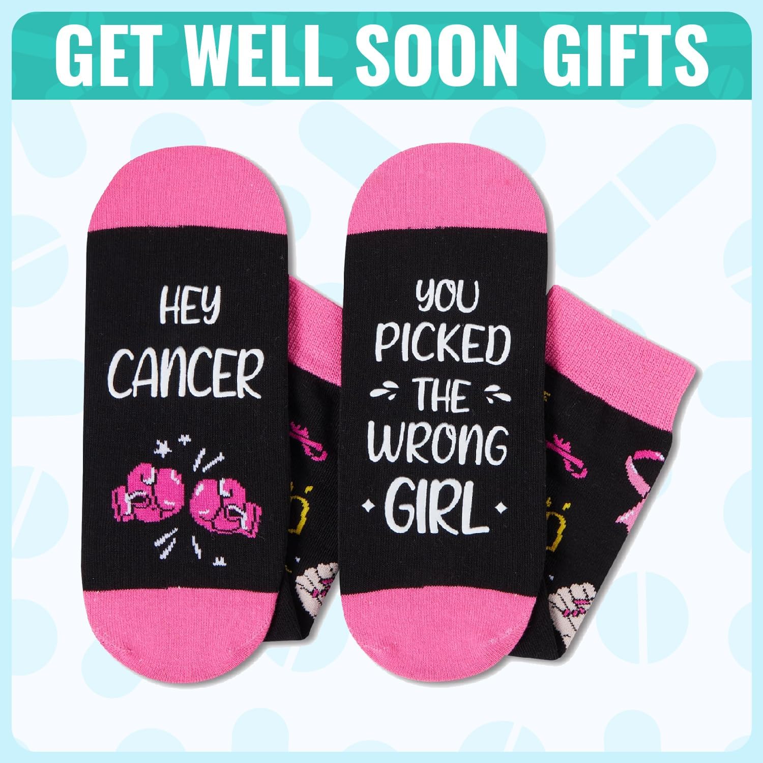 HAPPYPOP Breast Cancer Gifts for Women - Socks for Cancer Awareness Comfort Chemo Patients - Image 4