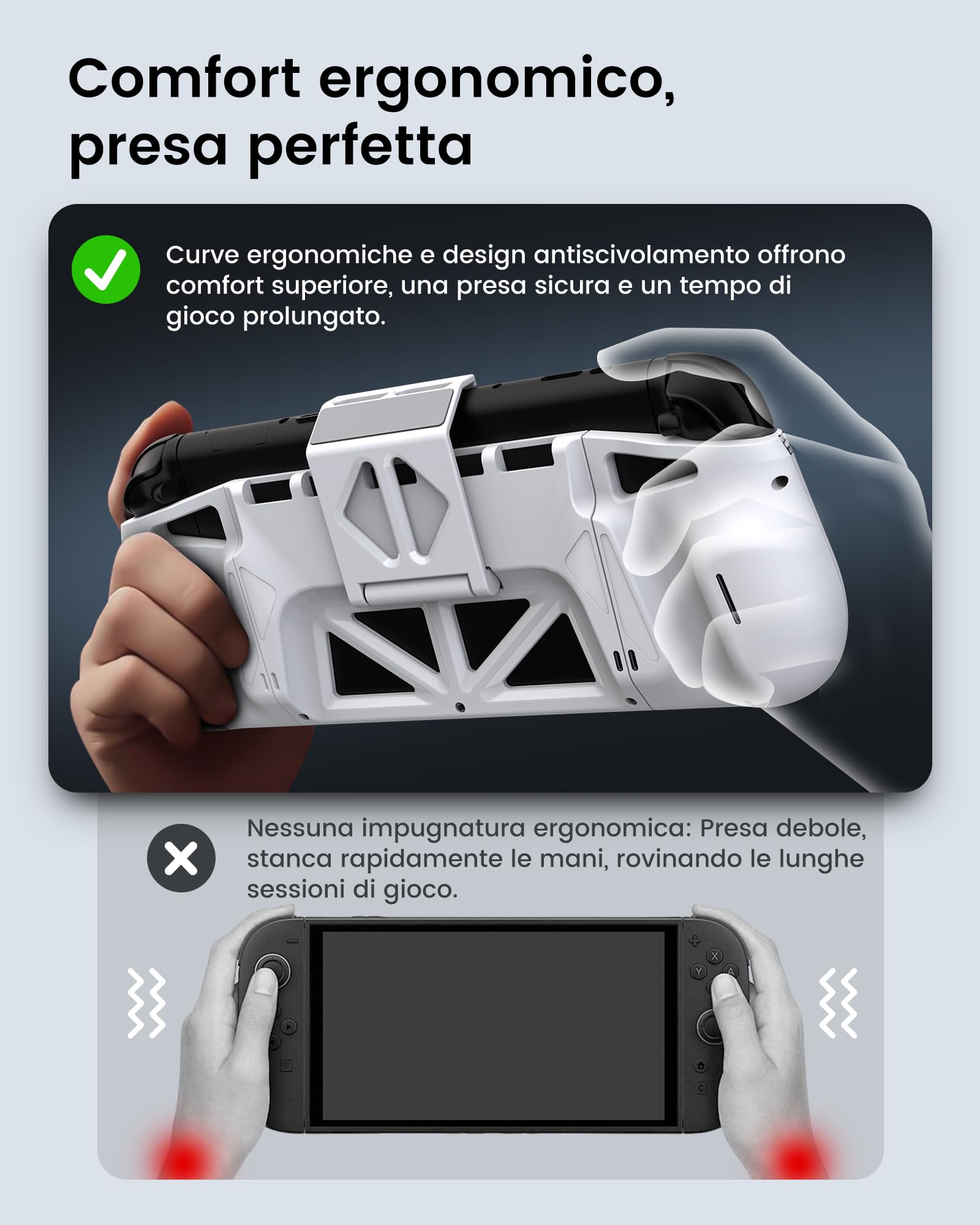Custodia Grip Ergonomica Magnetica per Switch 2 2025 – Cover con Joycon Rimovibili Singolarmente, 5 Slot per Giochi & Supporto Regolabile, Accessori Switch 2 Orientati al Comfort
