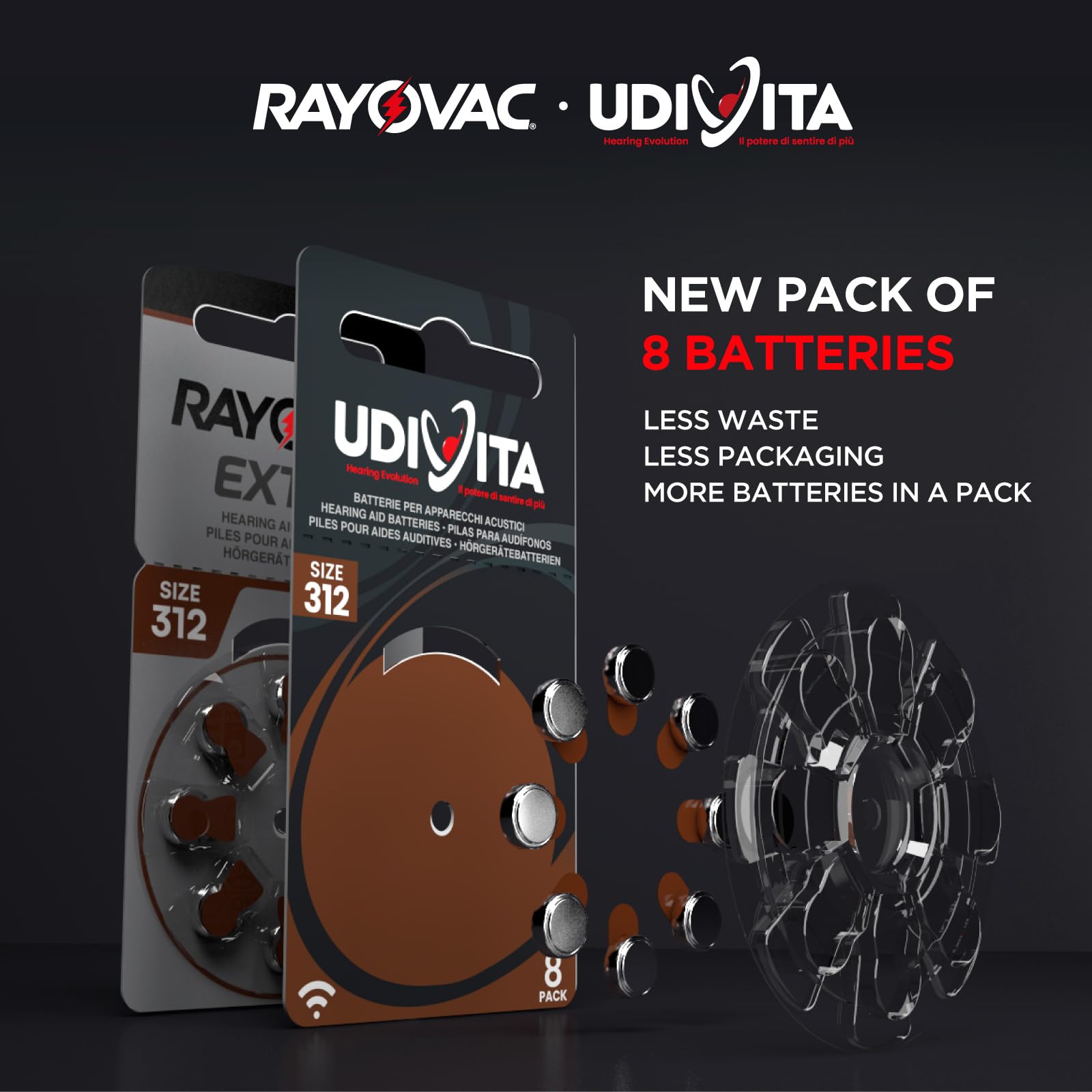 240 Batterie per Apparecchi Acustici Misura 312 PR41 (Marroni) con Phono Pulse Technology - 240 Pile: 160 Udivita + 80 Rayovac