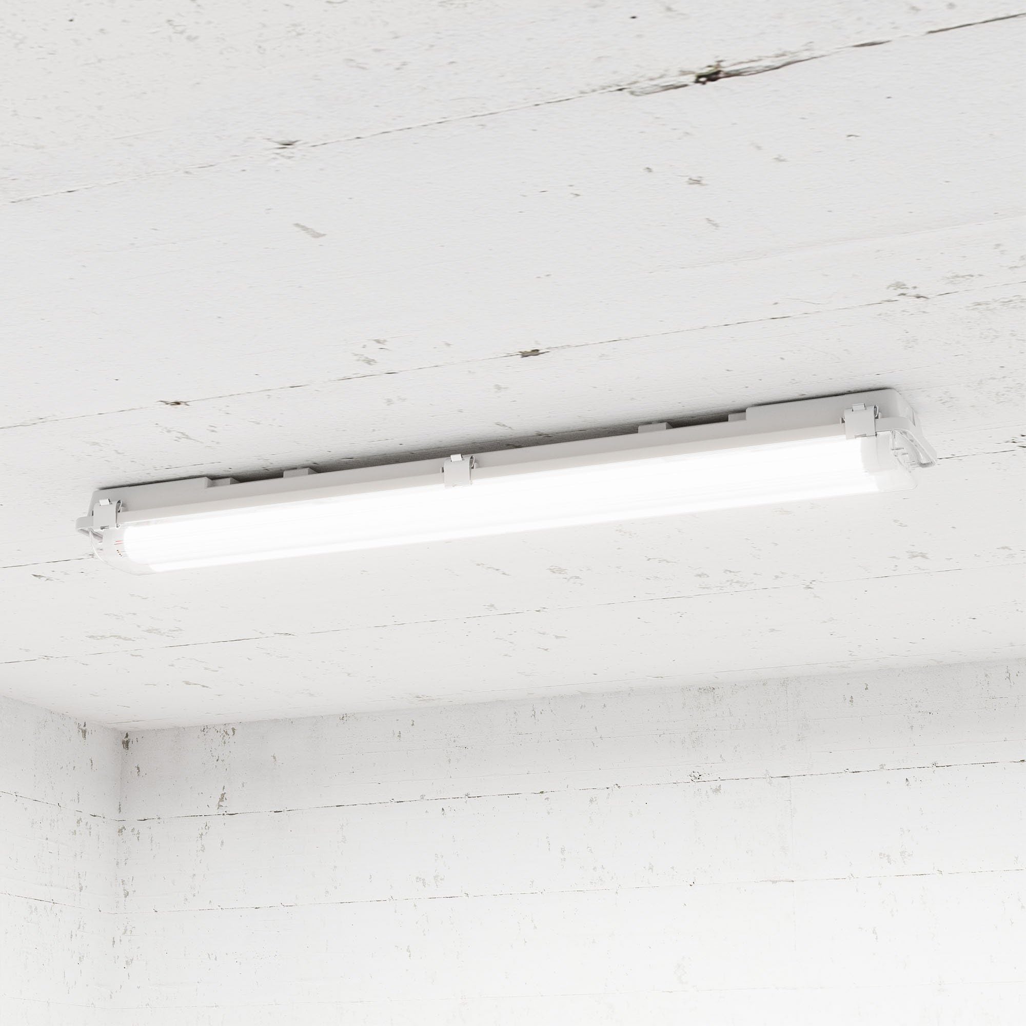 Ledvion - 1 pieza, pantalla estanca, 60cm, IP65, 9W, 100 lm/W, Blanco frío, 6500K, para 2 tubos LED, lámpara de techo para garaje, de bodega, tubo led, almacén
