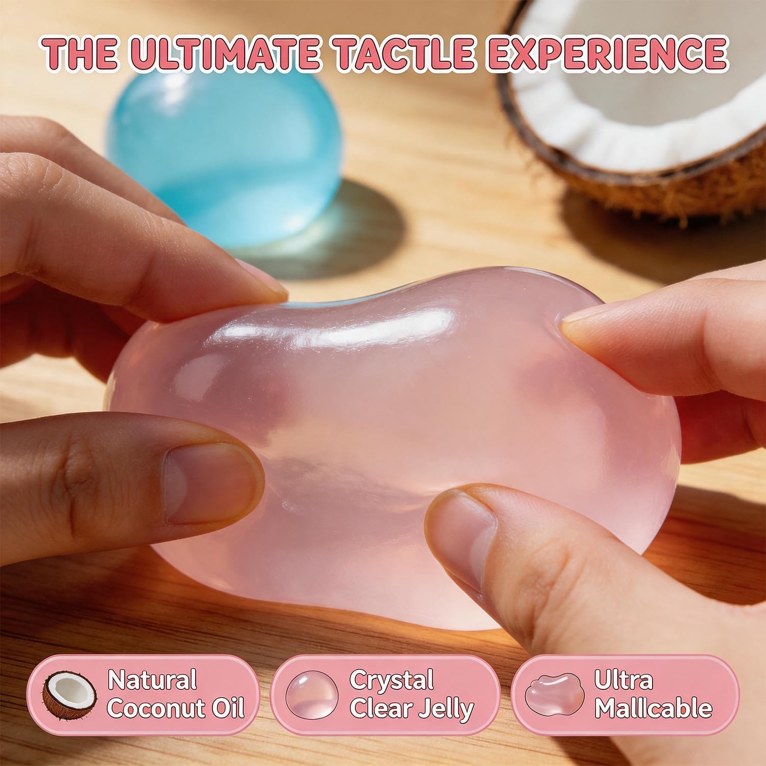 2PCS Coconut Oil Squishy Stress Ball,Handmade Slow Rising Squishy,Non-Sticky Sensory Fidget for Stress Relief Easy to Clean,Improving Focus. (2Pcs)