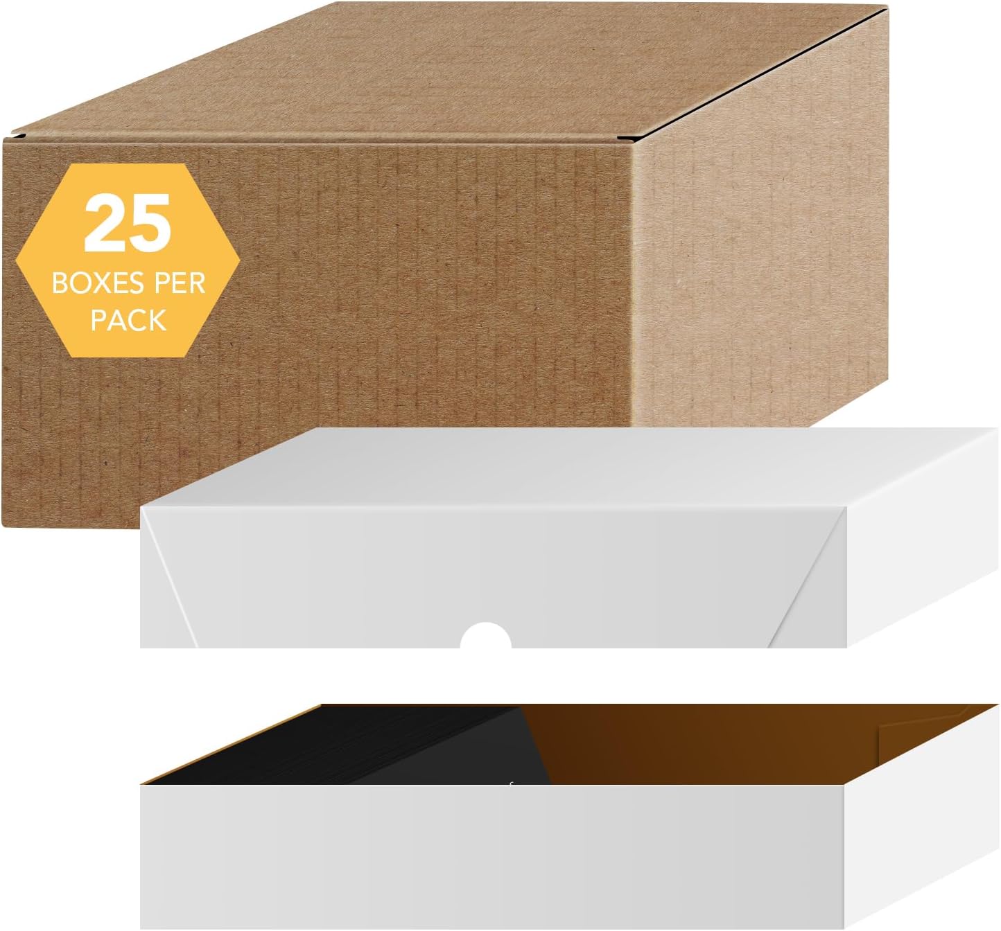 White Business Card Folding Box - Thick and Sturdy Cardboard Boxes for Storage Containers, Packaging, Card Holder and Organizer - 25 per Pack (12" x 3 1/2" x 2")