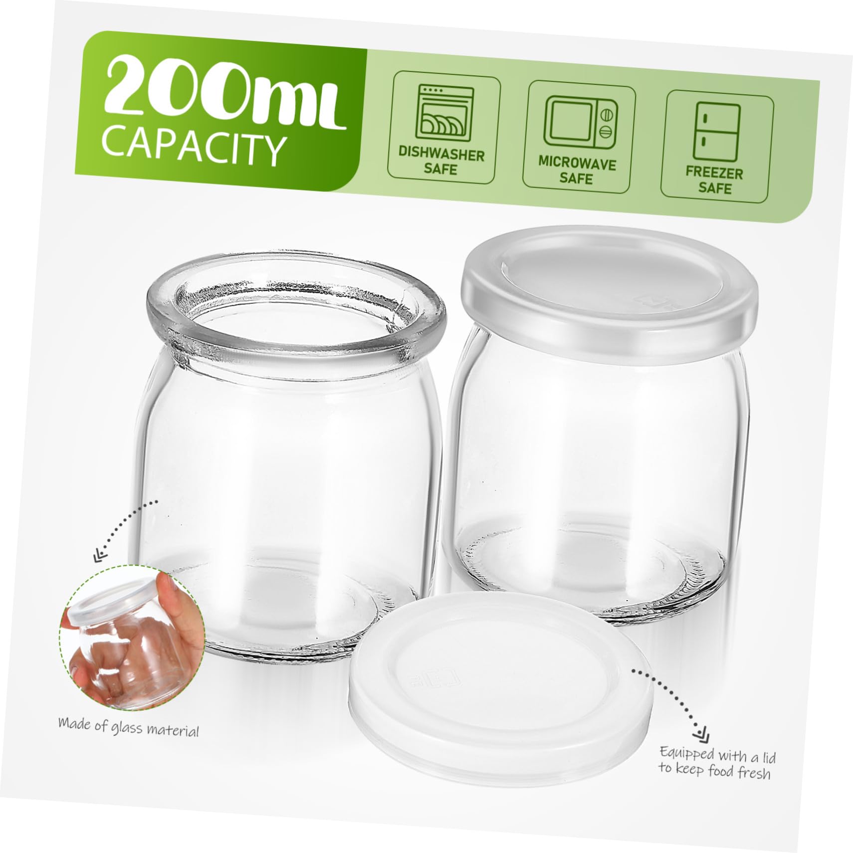STOBAZA 12 Stück Teiliges Hitzebeständige Glas Dessertgläser mit Deckel Stapelbare Pudding und Joghurtbehälter Vielseitige Mini Mousse Cups für Marmelade Babybrei Gefrierschrank Geeignet