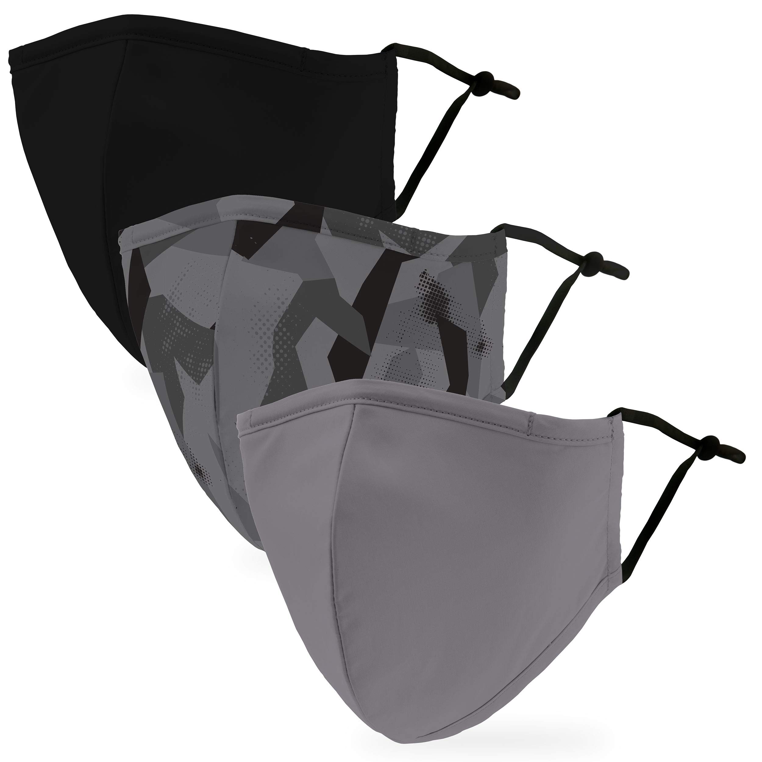 WEDDINGSTAR3 Pack Washable Cloth Face Mask Reusable and Adjustable with Filter Pocket