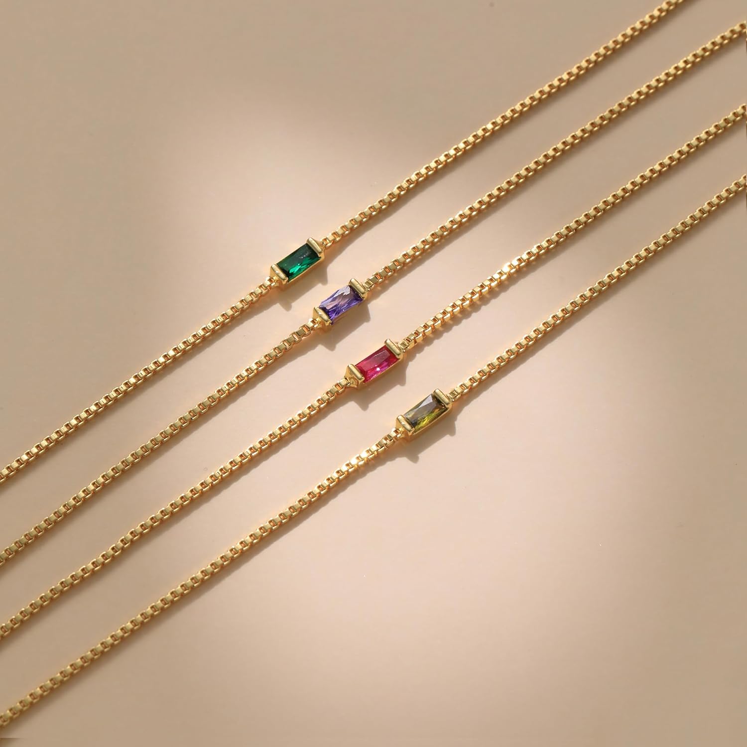 JSJOY Valentines Day Gifts Birthstone Bracelets for Women Gold Dainty Link Bracelet Birthstone Jewelry Birthday Gifts for Her Mom Wife Girlfriend Anniversary Jewelry - Image 6