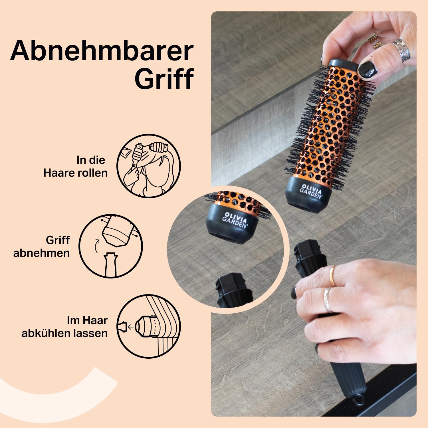 Olivia Garden Multibrush Curlers Kit - 4 Aufsätze & 1 abnehmbarer Griff - Perfekt für Locken und Volumen