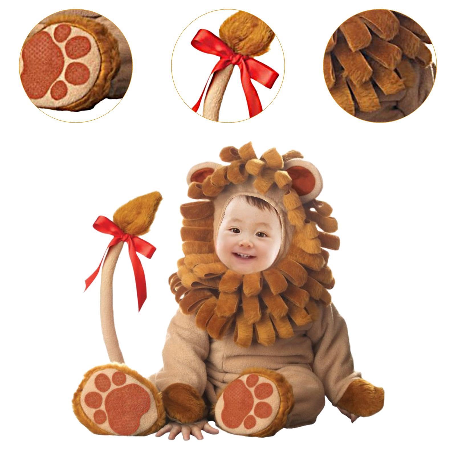 predolo Combinaison déguisement bébé Animal, Costume Cosplay, Combinaison à Capuche Originale, Tenue pour Halloween, Jeu rôle et Festival, Lion, XL