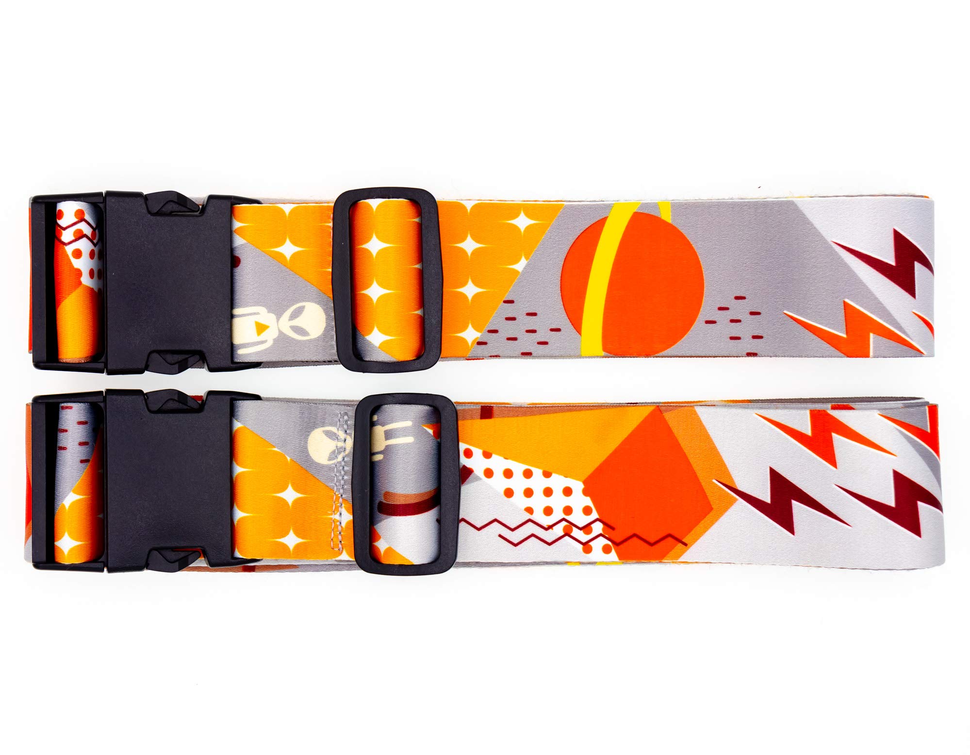 TeeoffMen's Luggage Straps Suitcase Belts Travel Bag Accessories Adjustable 220CM (Geometric ET- 2 Pack)