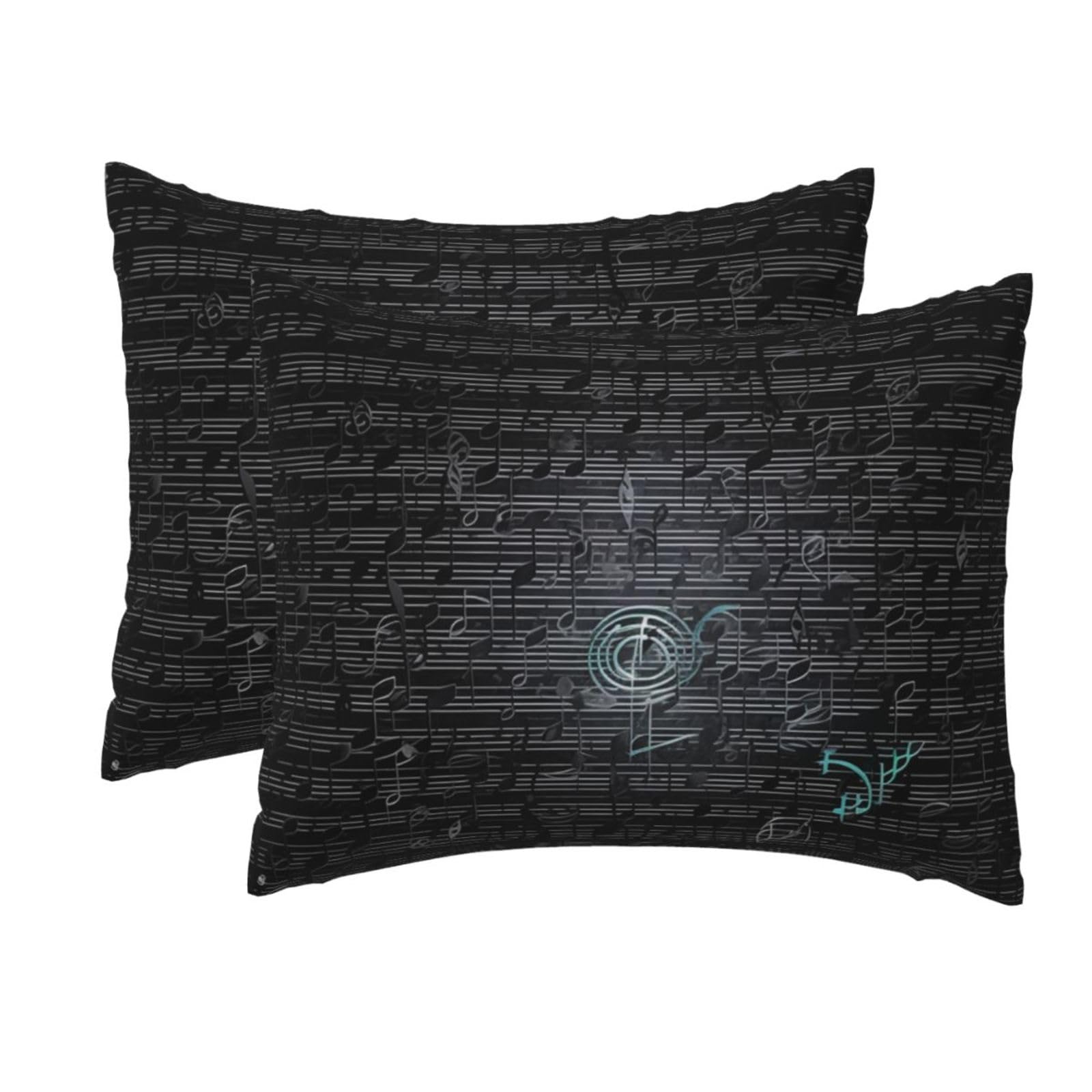 2 Pack Standard Size Pillow Cases for Hair and Skin Soft Breathable Pillow Case Covers with Hidden Zipper Music Notes Pillowcase 20x26 Inches Pillow Cover for Sleeping Gift