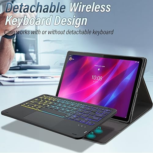 Miniatura 3 de Funda con teclado táctil retroiluminado para Lenovo Tab P11 Plus 2021 (TB-616F)/Tab P11 2020 de 11 pulgadas (TB-J607F TB-J606X TB-J606F), teclado